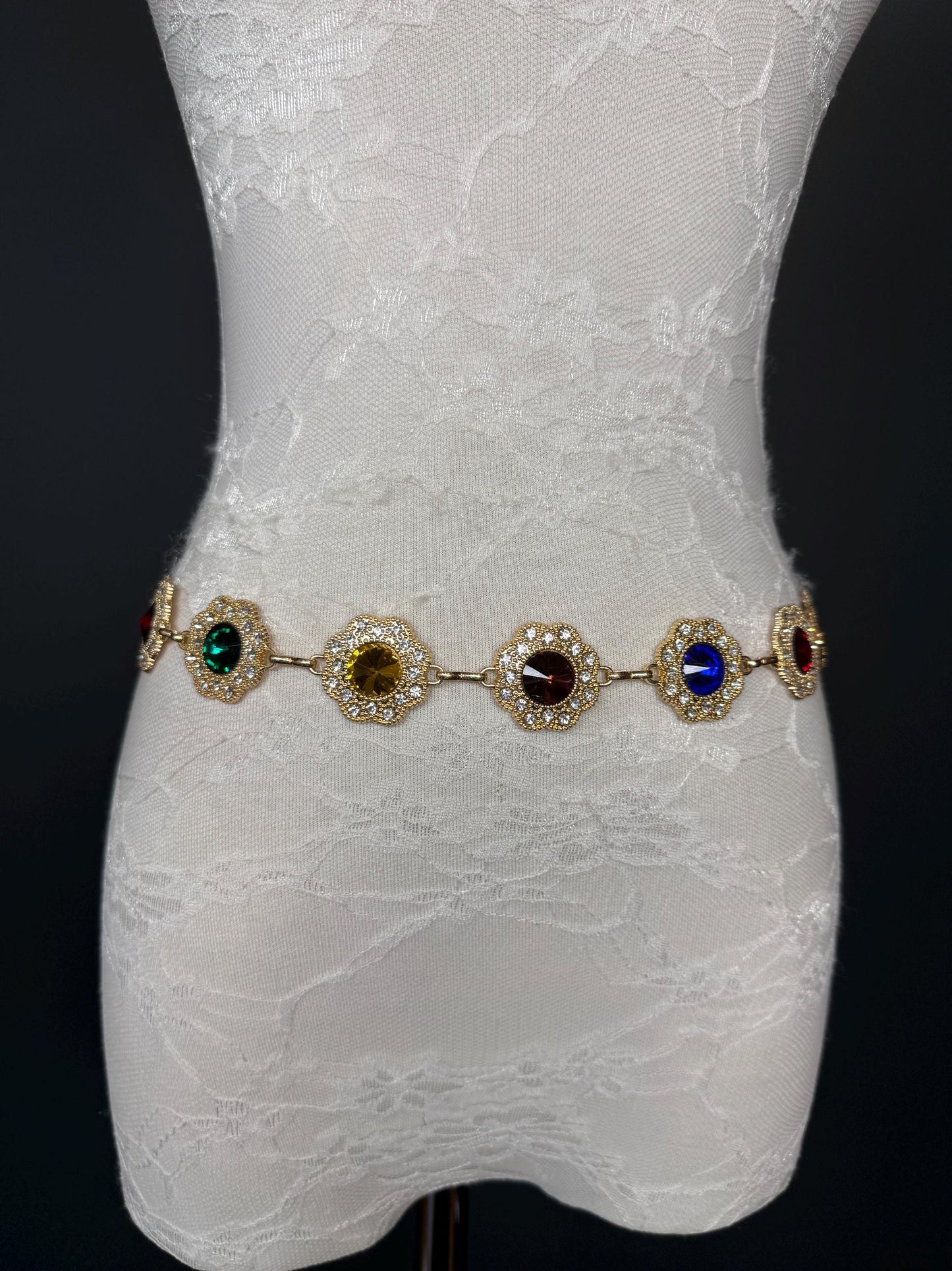 Jewel Belt, Metal Jewl Belt, Teen Sizes, Size 18”-60”, Fan Design, Fan Collection, Gold, Metal belt, Fashion Accessory, Glamourous