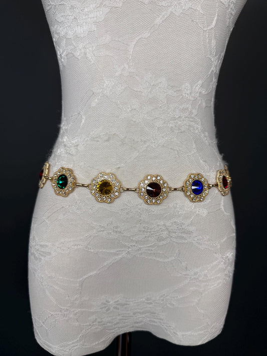 Jewel Belt, Metal Jewl Belt, Teen Sizes, Size 18”-60”, Fan Design, Fan Collection, Gold, Metal belt, Fashion Accessory, Glamourous