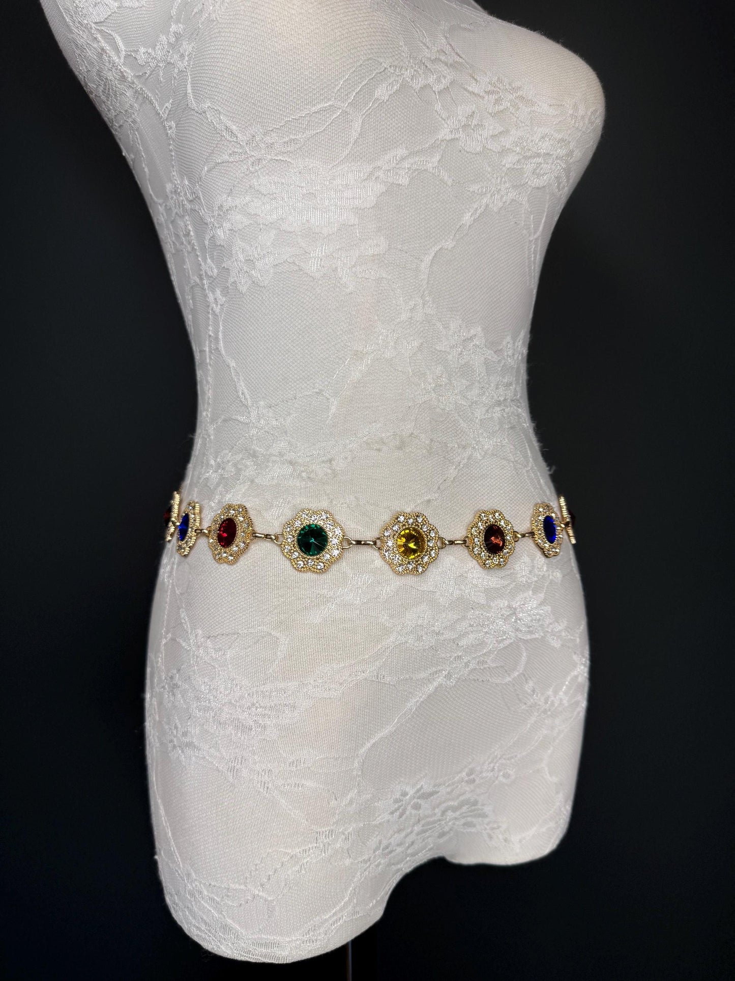 Jewel Belt, Metal Jewl Belt, Teen Sizes, Size 18”-60”, Fan Design, Fan Collection, Gold, Metal belt, Fashion Accessory, Glamourous