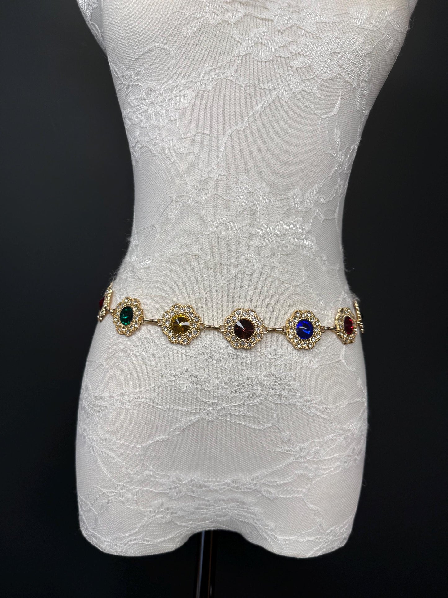 Jewel Belt, Metal Jewl Belt, Teen Sizes, Size 18”-60”, Fan Design, Fan Collection, Gold, Metal belt, Fashion Accessory, Glamourous