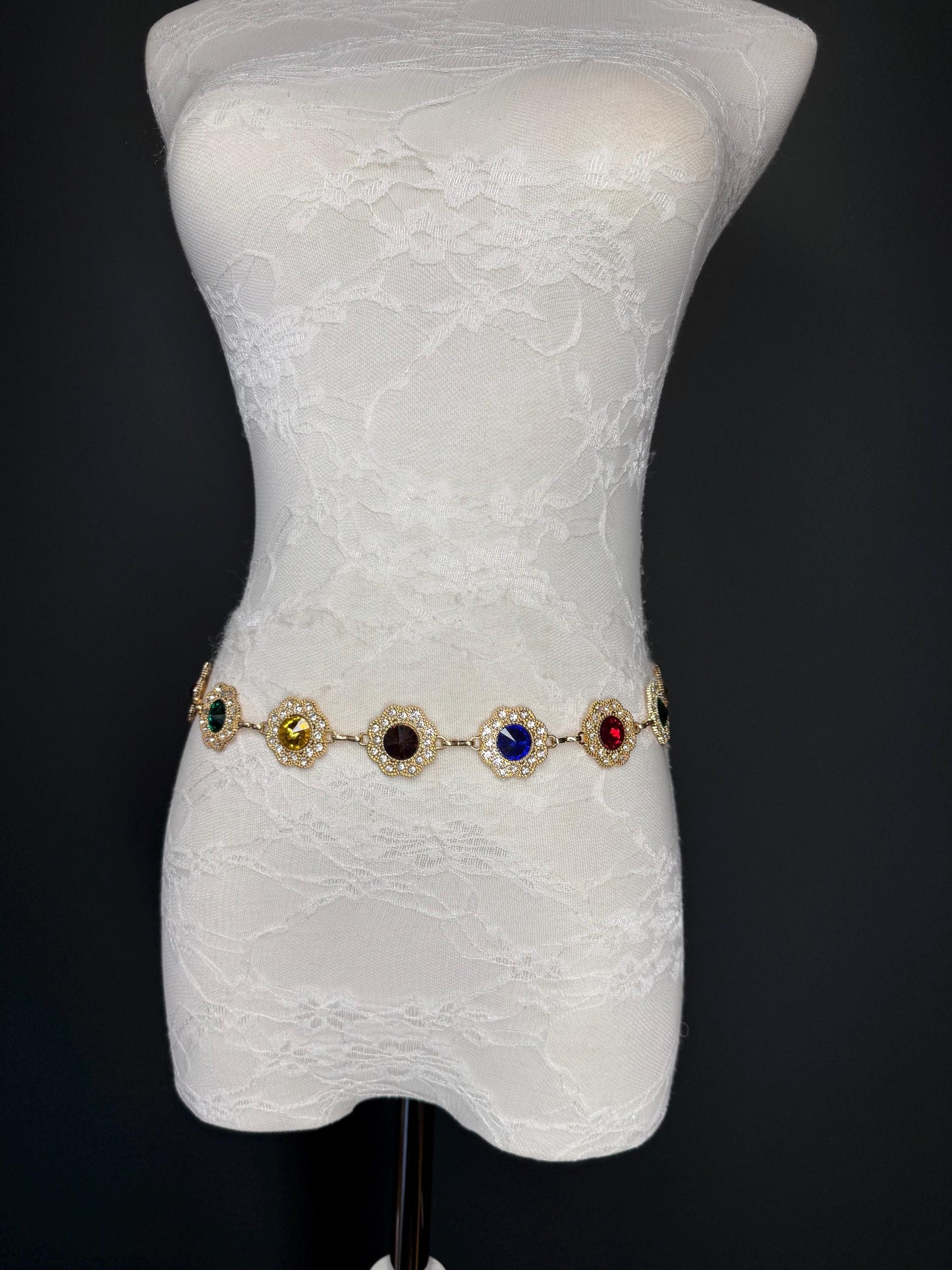 Jewel Belt, Metal Jewl Belt, Teen Sizes, Size 18”-60”, Fan Design, Fan Collection, Gold, Metal belt, Fashion Accessory, Glamourous