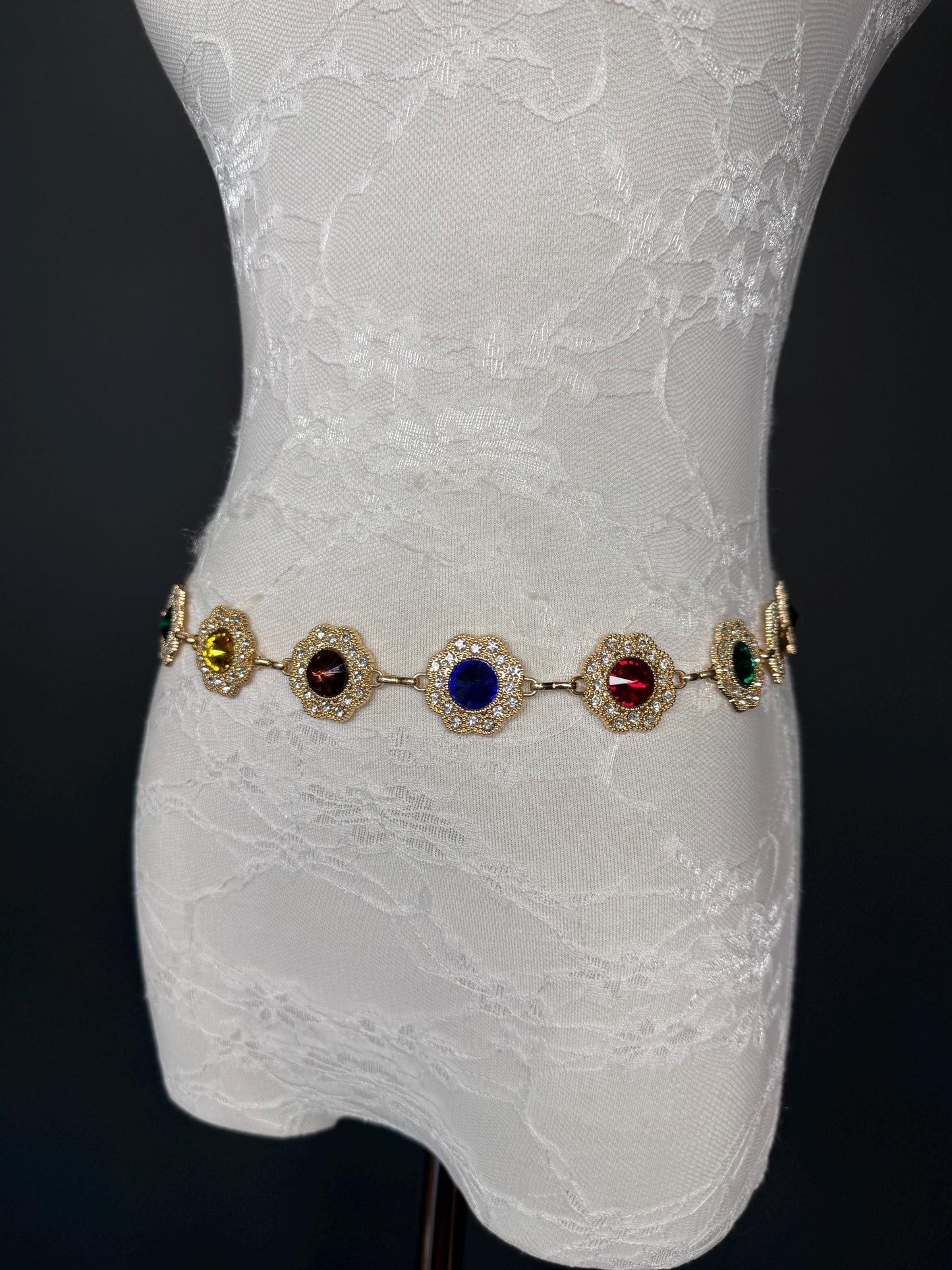 Jewel Belt, Metal Jewl Belt, Teen Sizes, Size 18”-60”, Fan Design, Fan Collection, Gold, Metal belt, Fashion Accessory, Glamourous