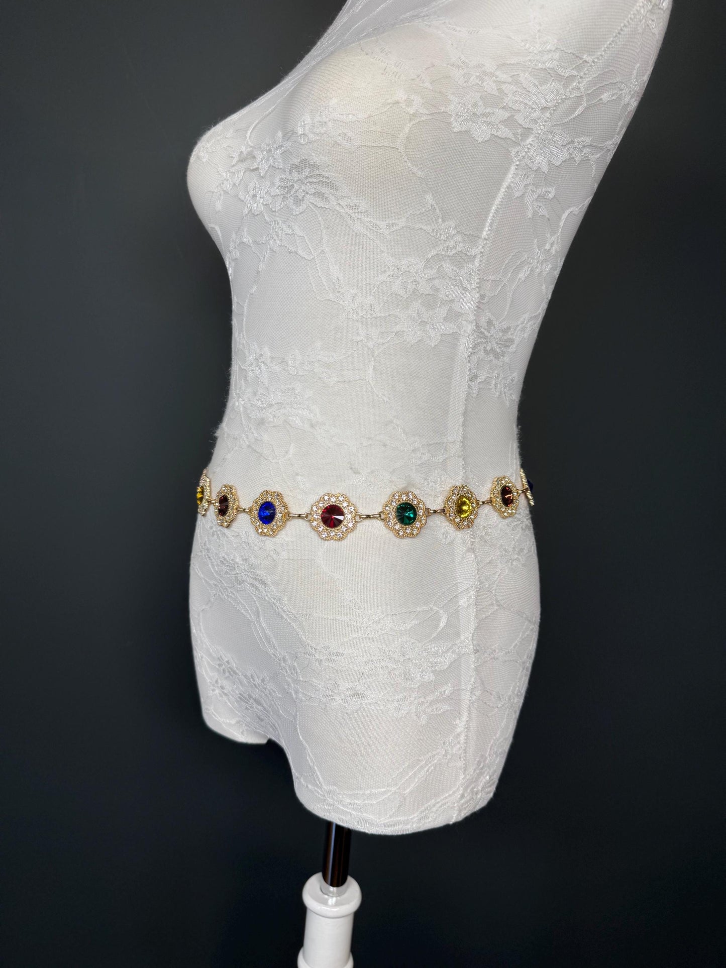 Jewel Belt, Metal Jewl Belt, Teen Sizes, Size 18”-60”, Fan Design, Fan Collection, Gold, Metal belt, Fashion Accessory, Glamourous