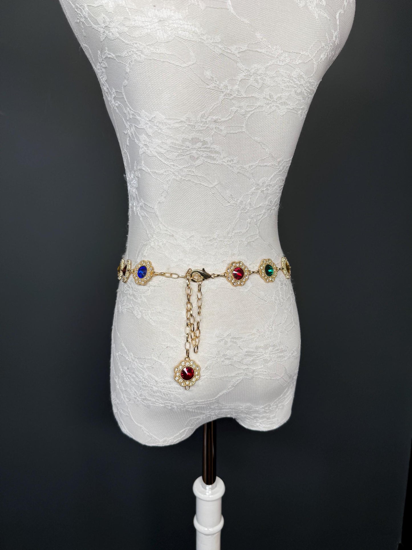 Jewel Belt, Metal Jewl Belt, Teen Sizes, Size 18”-60”, Fan Design, Fan Collection, Gold, Metal belt, Fashion Accessory, Glamourous