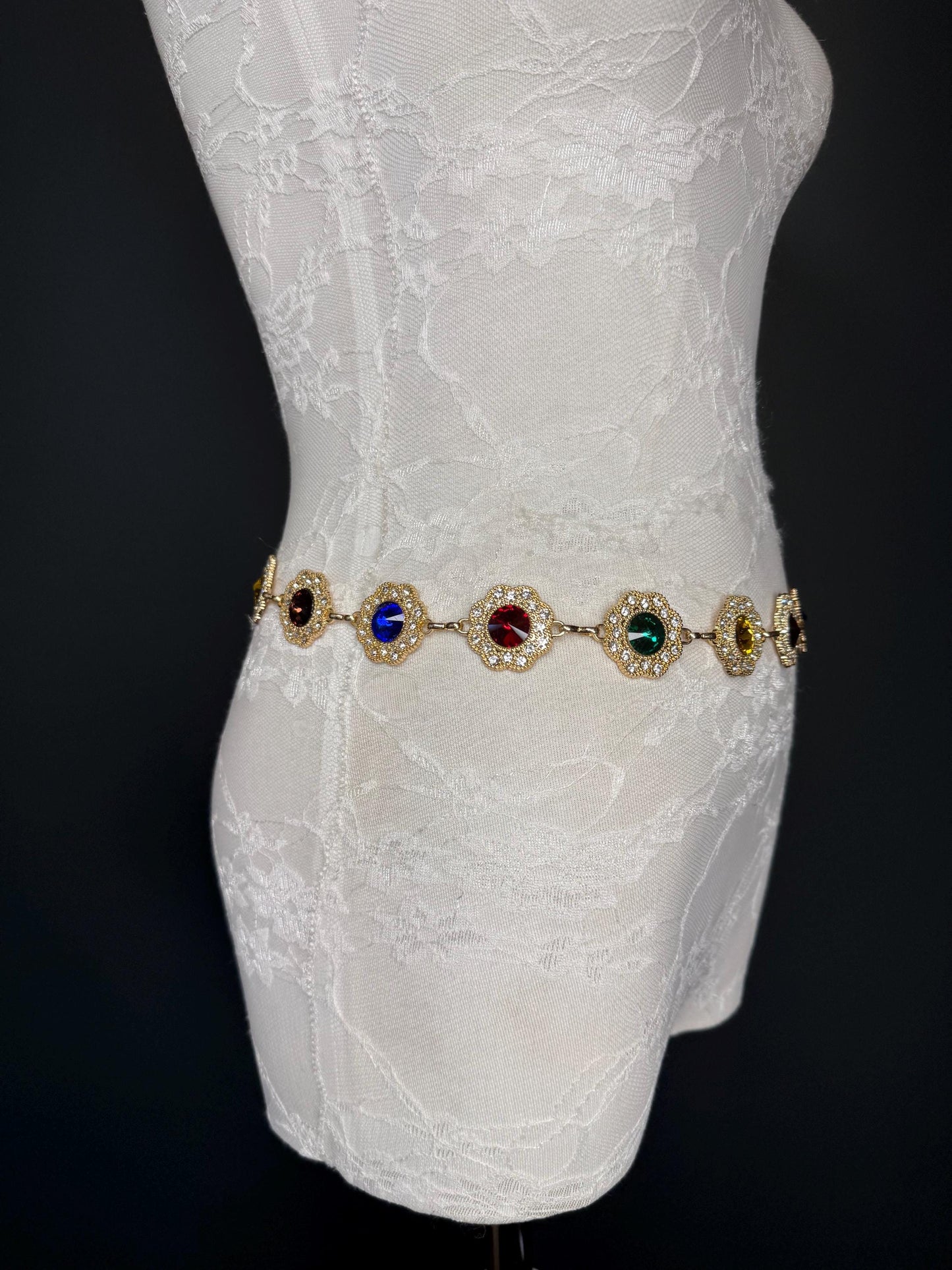 Jewel Belt, Metal Jewl Belt, Teen Sizes, Size 18”-60”, Fan Design, Fan Collection, Gold, Metal belt, Fashion Accessory, Glamourous