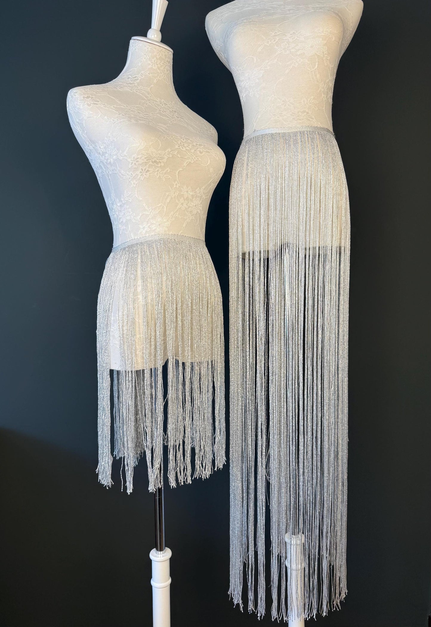 Long Lurex Fringe Trim 40”  Metallic Gold Silver for Costume Dance Dress Sewing