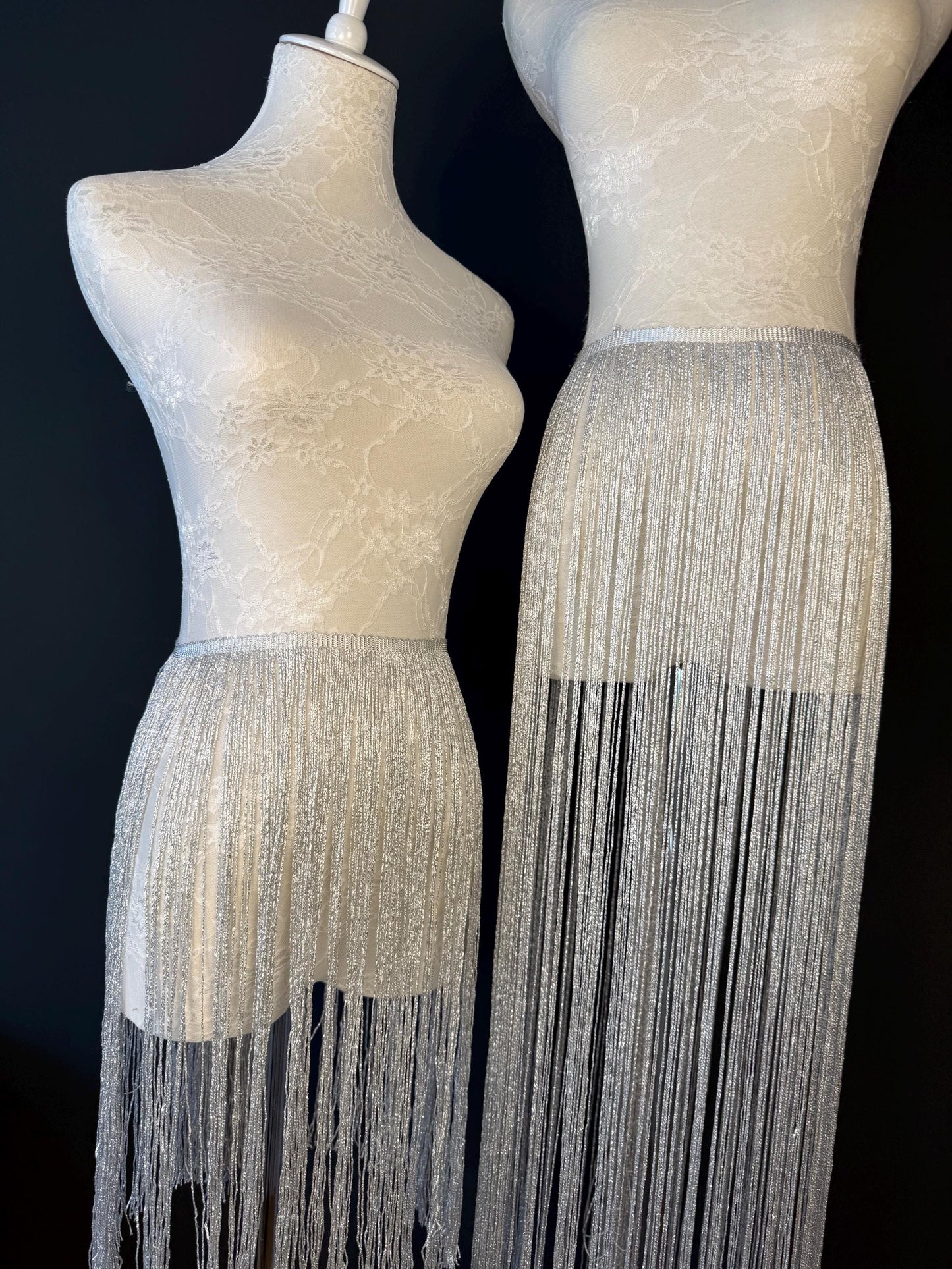 Long Lurex Fringe Trim 40”  Metallic Gold Silver for Costume Dance Dress Sewing