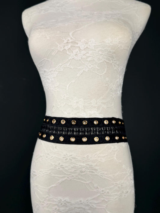 Eyelet Belt, Gold Metal Eyelet Belt, Teen Sizes, Size 18”-60”, Fan Design, Fan Collection, 5 Colours, Red, Ivory, Black, Khaki, Navy