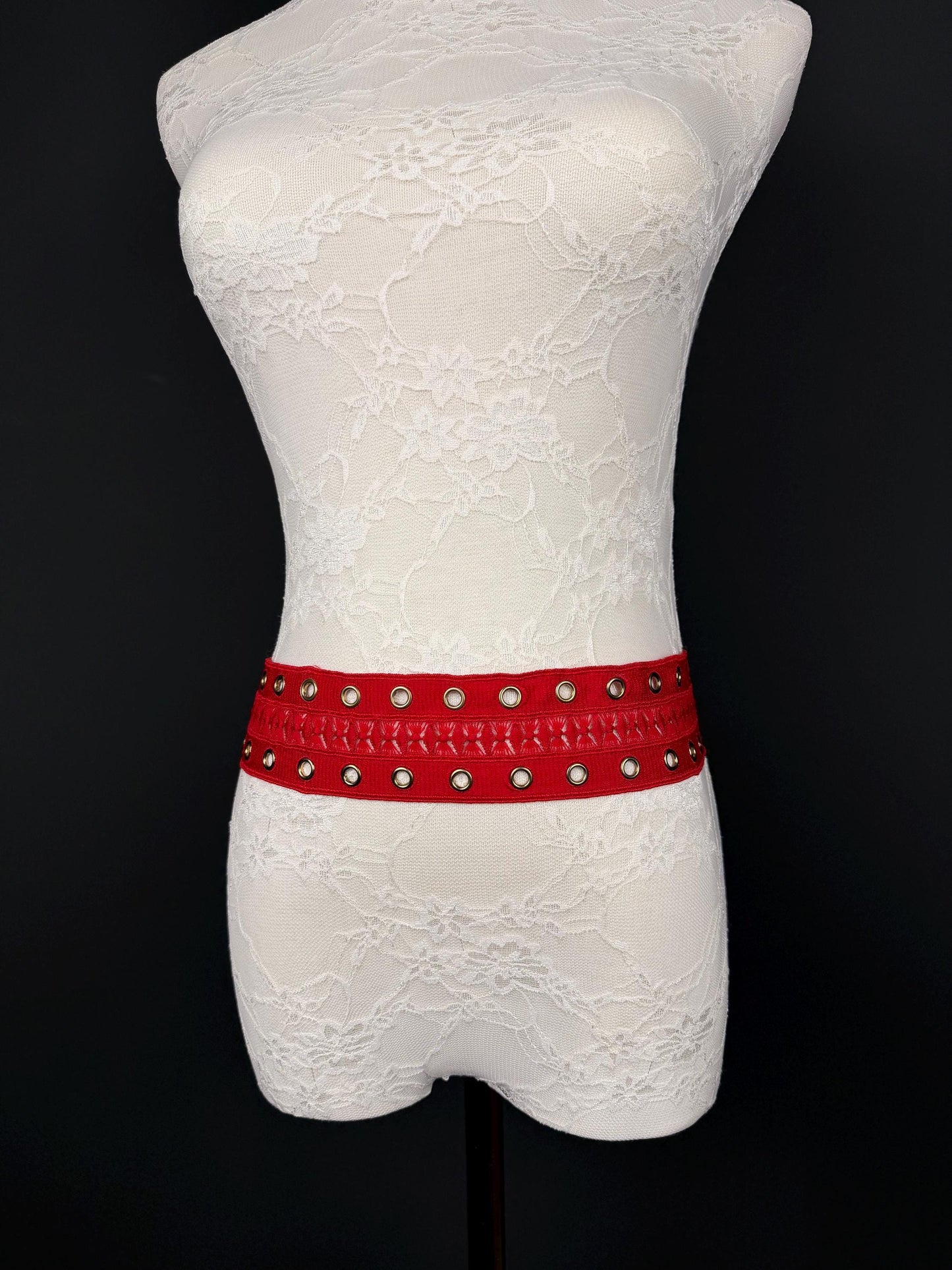 Eyelet Belt, Gold Metal Eyelet Belt, Teen Sizes, Size 18”-60”, Fan Design, Fan Collection, 5 Colours, Red, Ivory, Black, Khaki, Navy