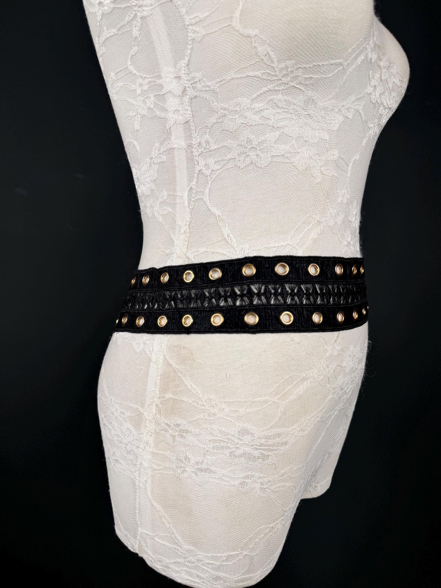 Eyelet Belt, Gold Metal Eyelet Belt, Teen Sizes, Size 18”-60”, Fan Design, Fan Collection, 5 Colours, Red, Ivory, Black, Khaki, Navy
