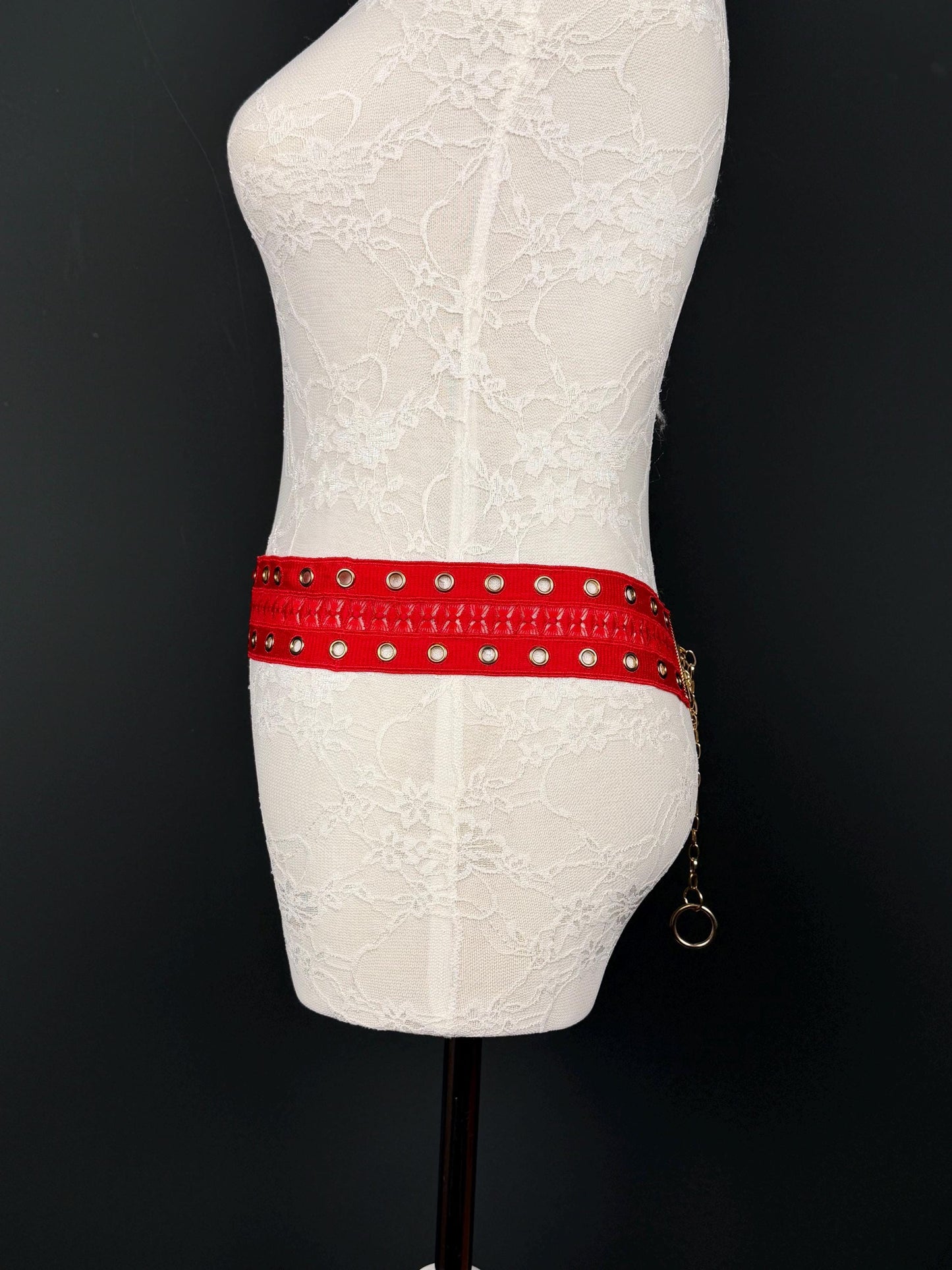 Eyelet Belt, Gold Metal Eyelet Belt, Teen Sizes, Size 18”-60”, Fan Design, Fan Collection, 5 Colours, Red, Ivory, Black, Khaki, Navy