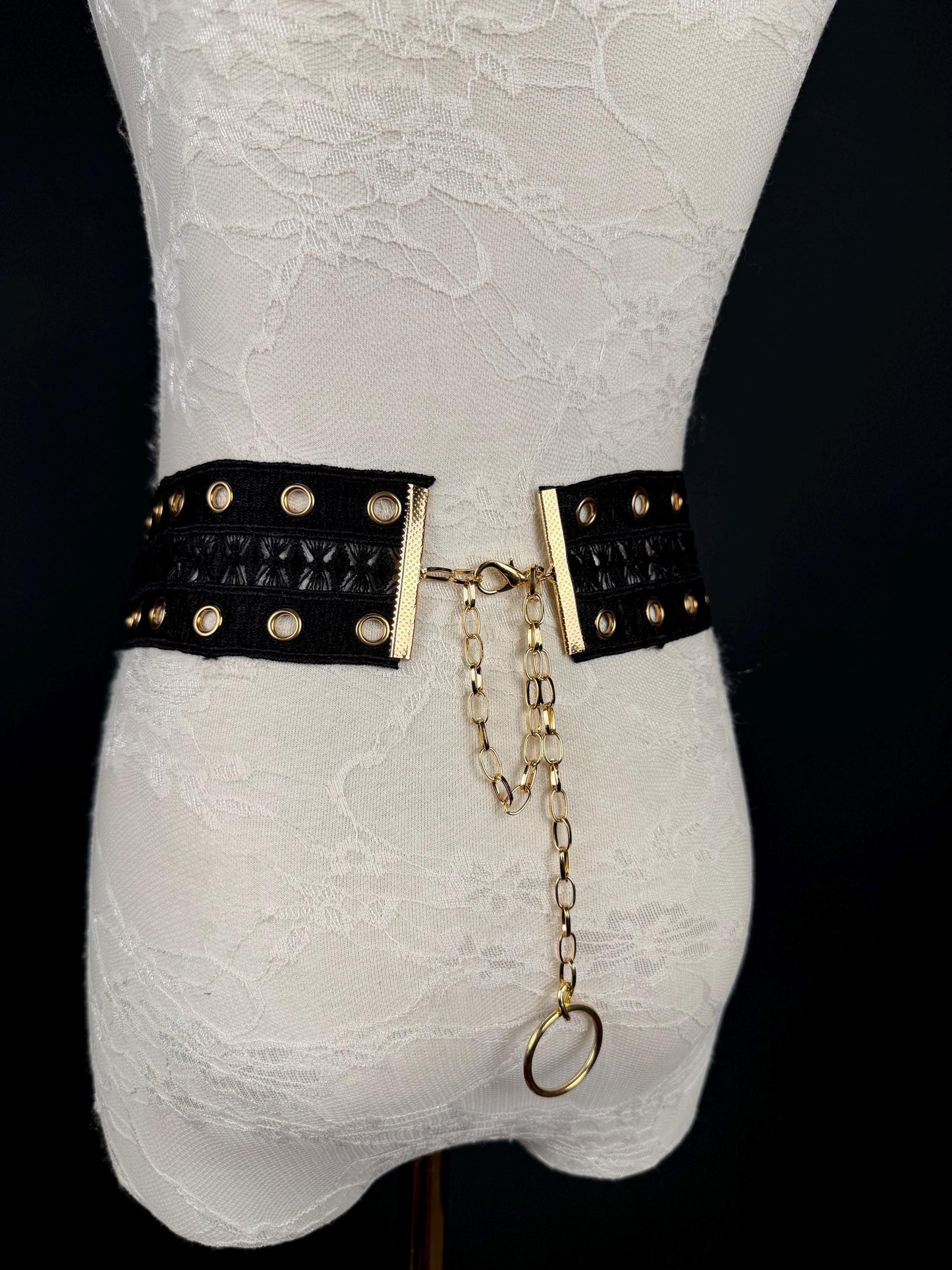 Eyelet Belt, Gold Metal Eyelet Belt, Teen Sizes, Size 18”-60”, Fan Design, Fan Collection, 5 Colours, Red, Ivory, Black, Khaki, Navy