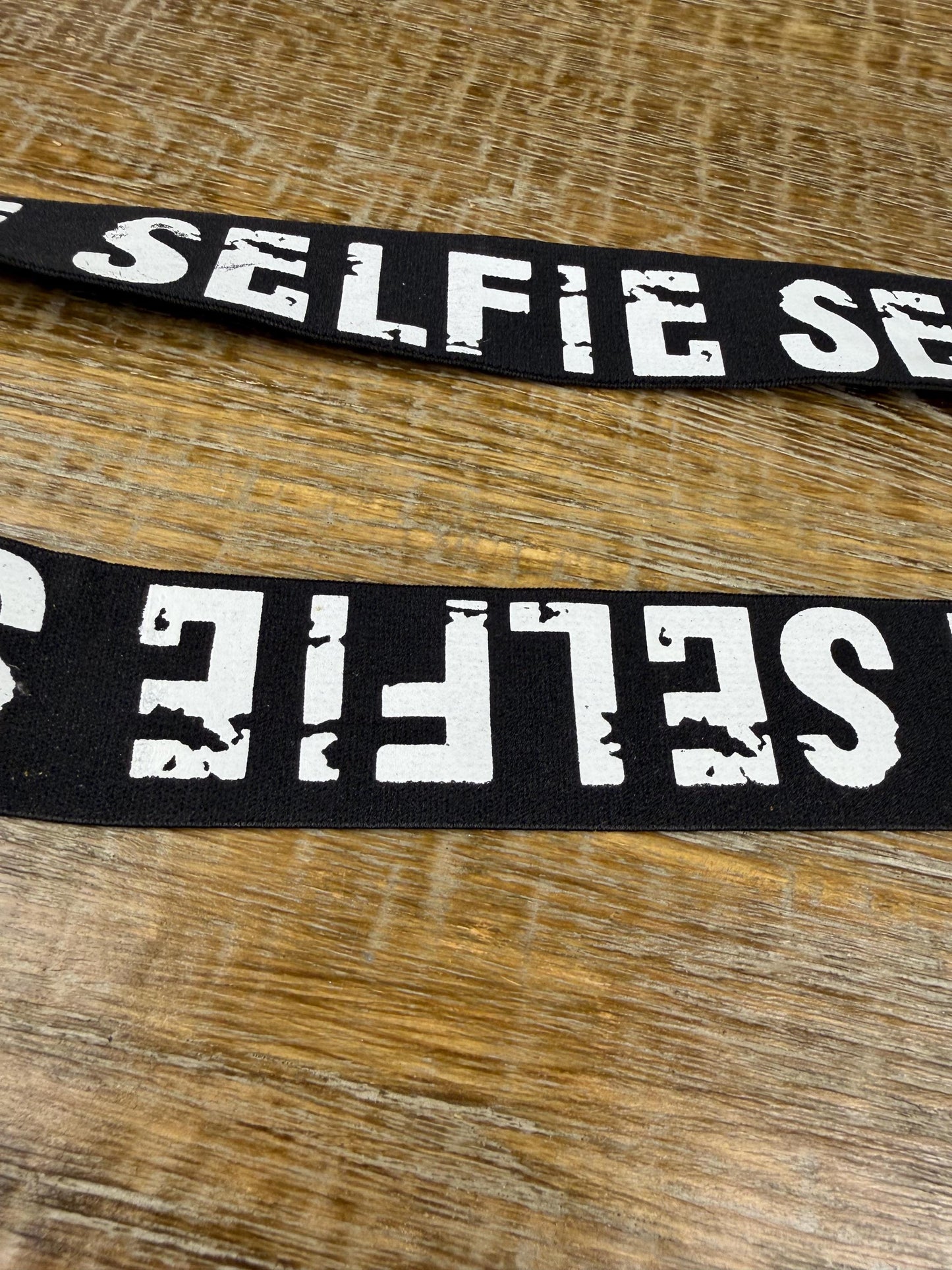 Selfie Elastic, Woven Elastic, Black, White Print Grip Elastic - 1/2" Non-Slip B