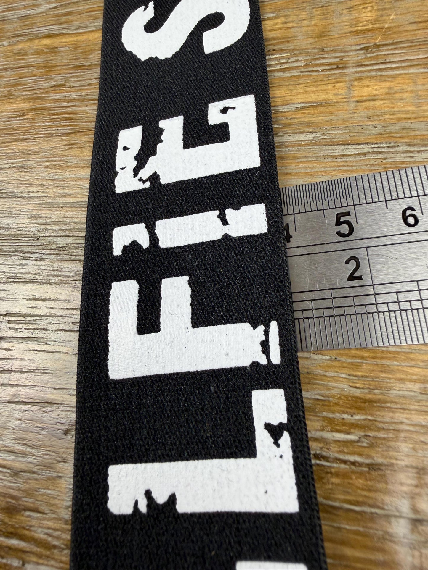 Selfie Elastic, Woven Elastic, Black, White Print Grip Elastic - 1/2" Non-Slip B