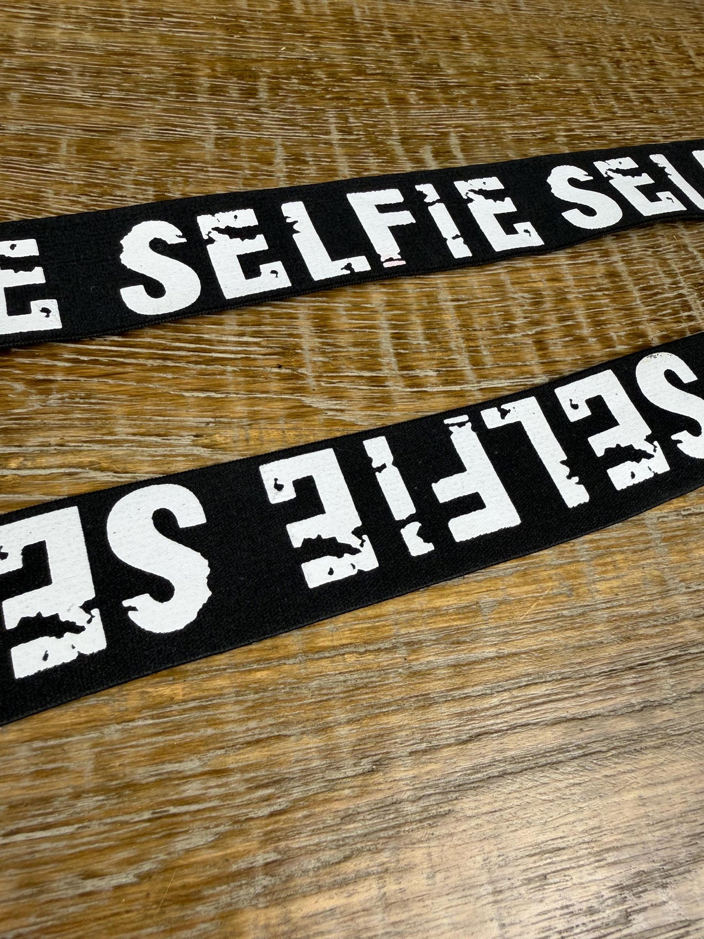 Selfie Elastic, Woven Elastic, Black, White Print Grip Elastic - 1/2" Non-Slip B