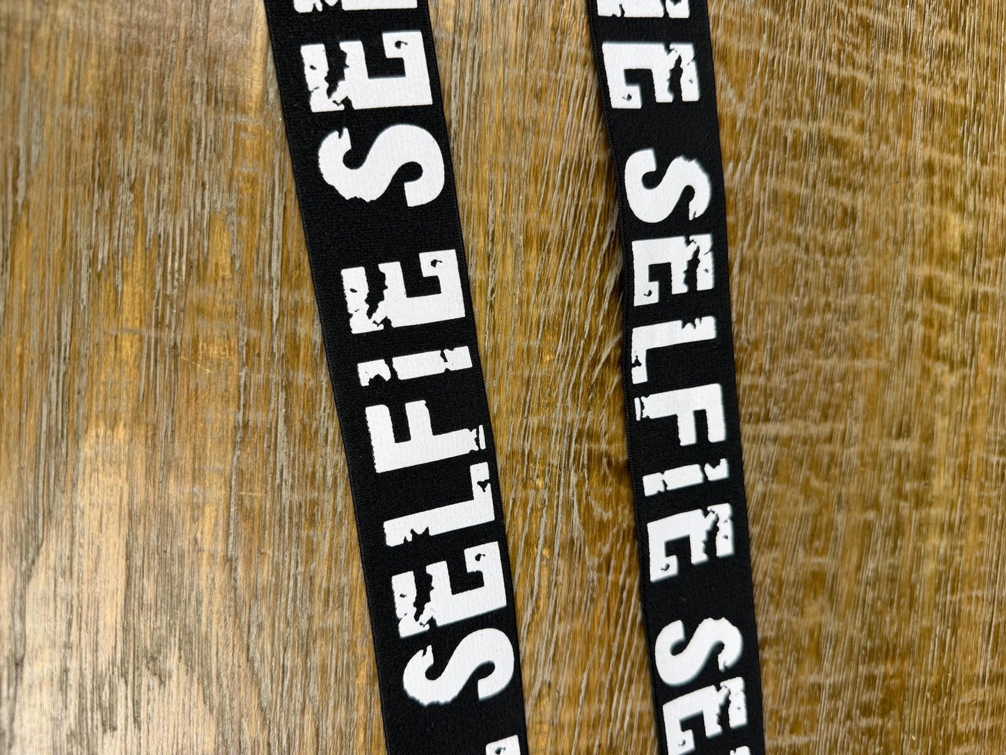 Selfie Elastic, Woven Elastic, Black, White Print Grip Elastic - 1/2" Non-Slip B
