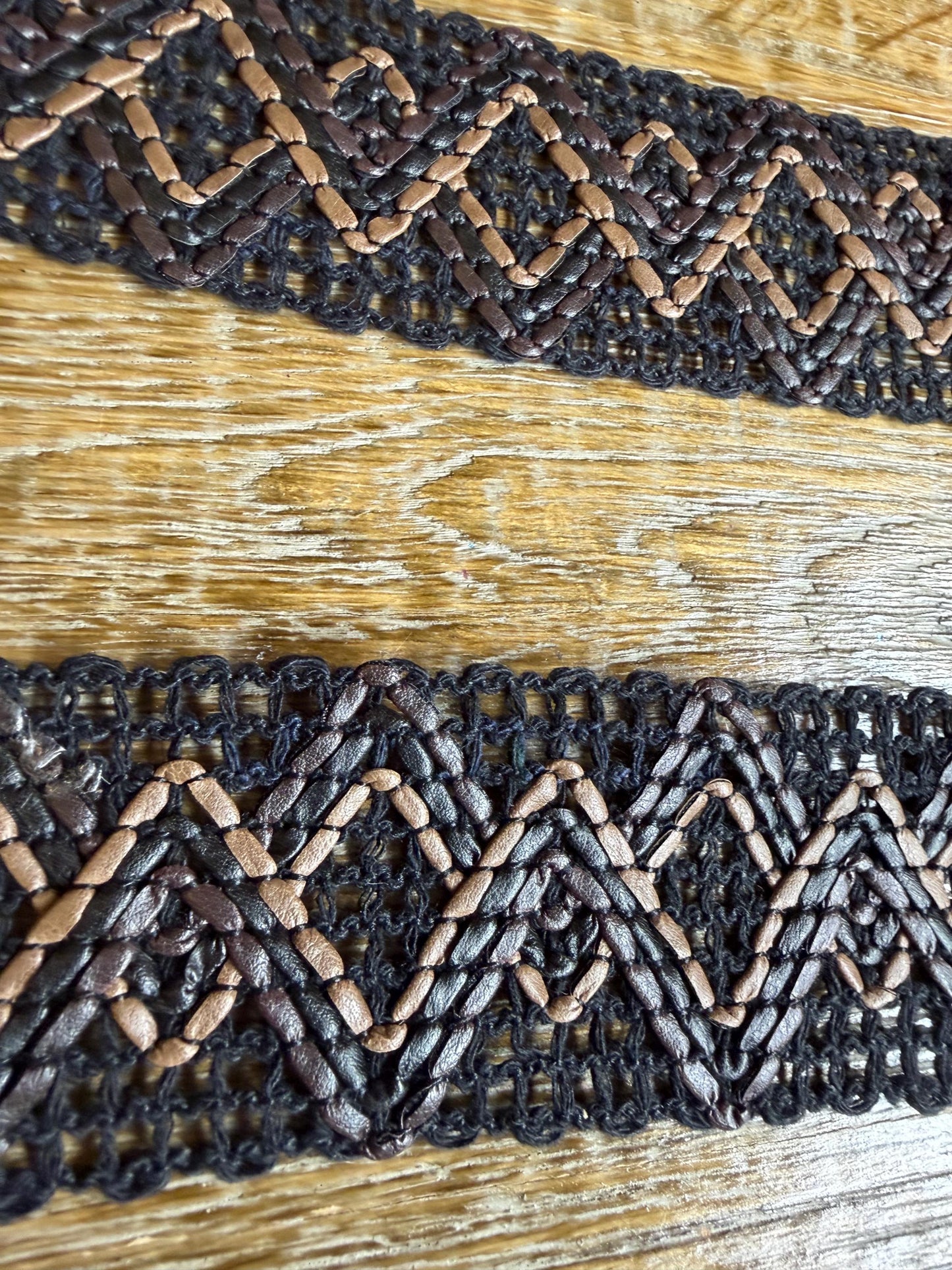 Braided Tape, Faux Leather, Vegan, Non Stretch Woven Fashionable Trim