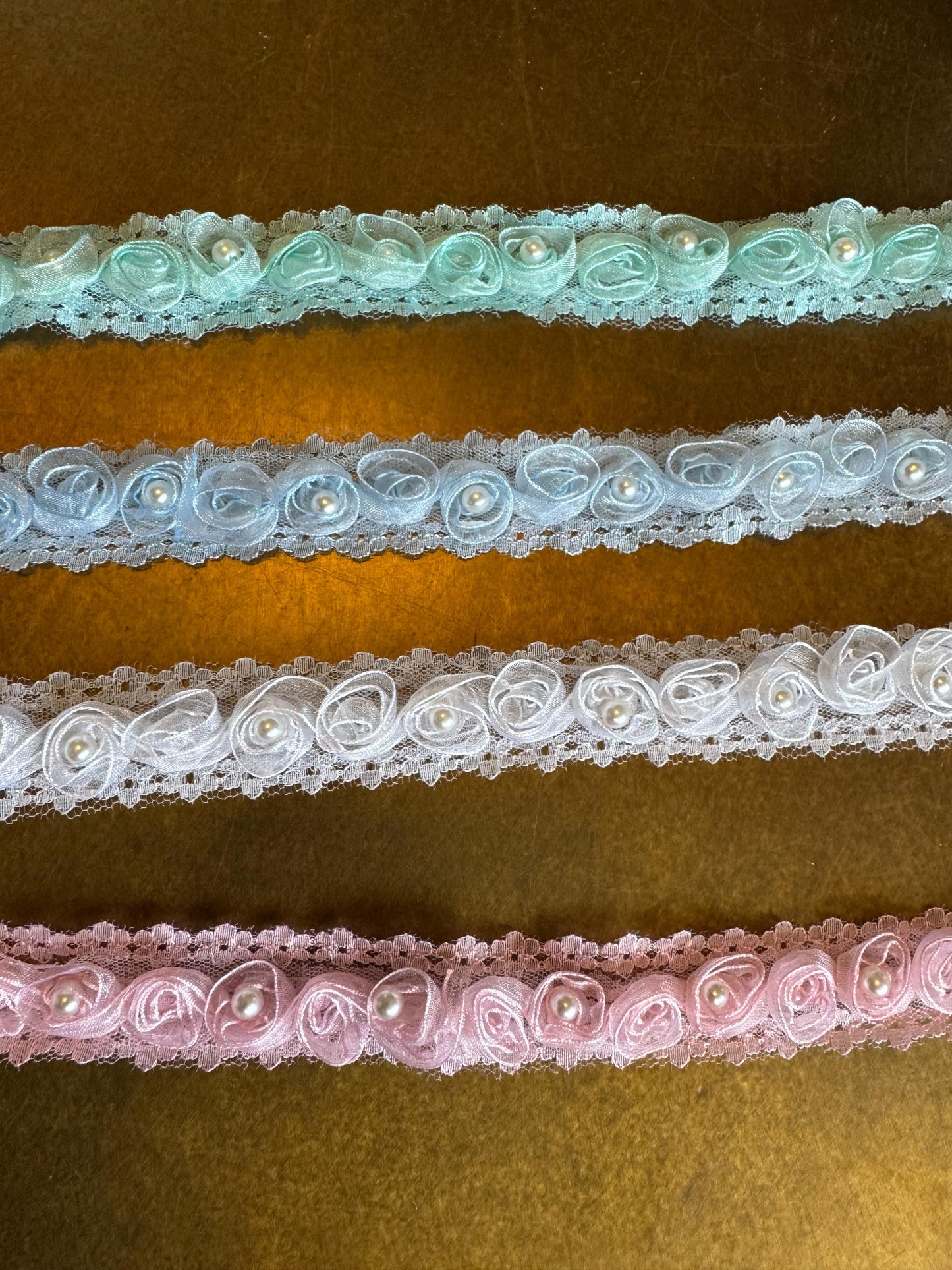 Rose Trim, 3D Pearl Rose Tape, Sew on, Roses, Pink, Mint Green, Blue, White, Rose Tape, Haberdashery, Sewing, Crafts, Floral Tape