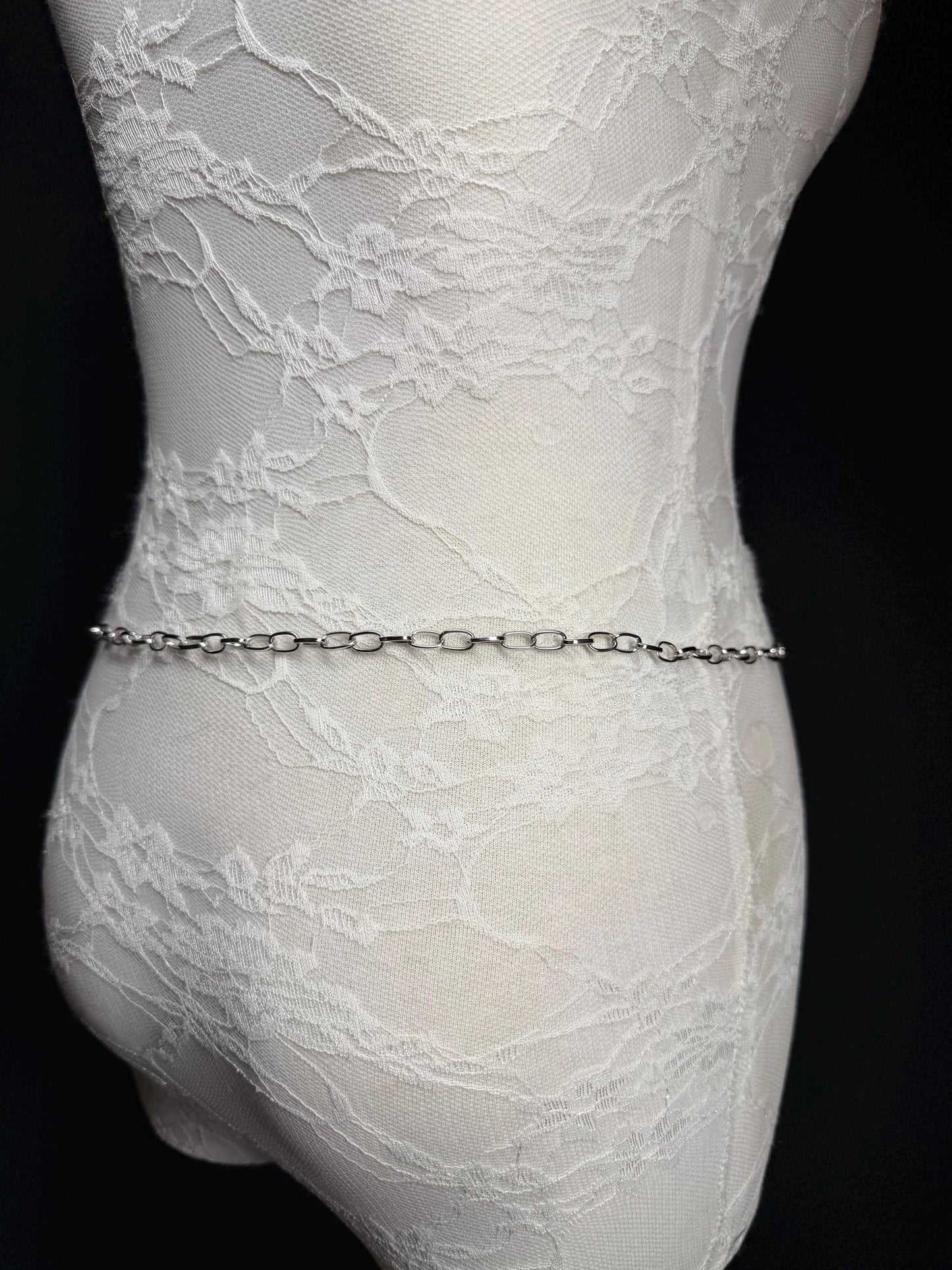 Silver Chain Belt,  Handmade to Measure 18–60 Inch Waist