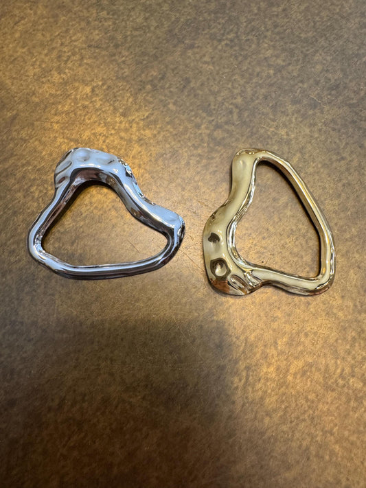Irregular Metal Buckle, Swimwear, Clothing, Gold or Silver Finish, Unusual Design (1 3/4")