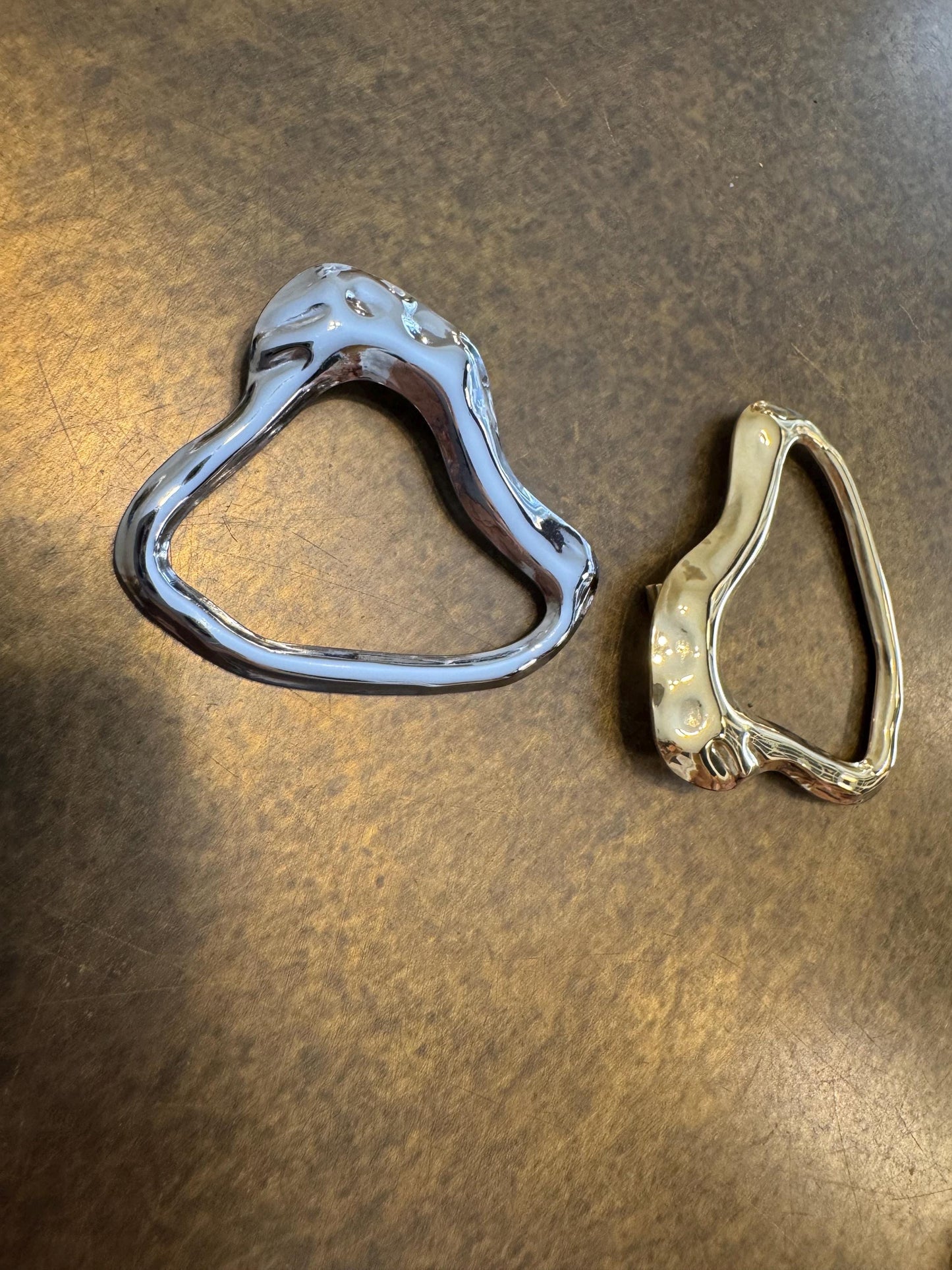 Irregular Metal Buckle, Swimwear, Clothing, Gold or Silver Finish, Unusual Design (1 3/4")
