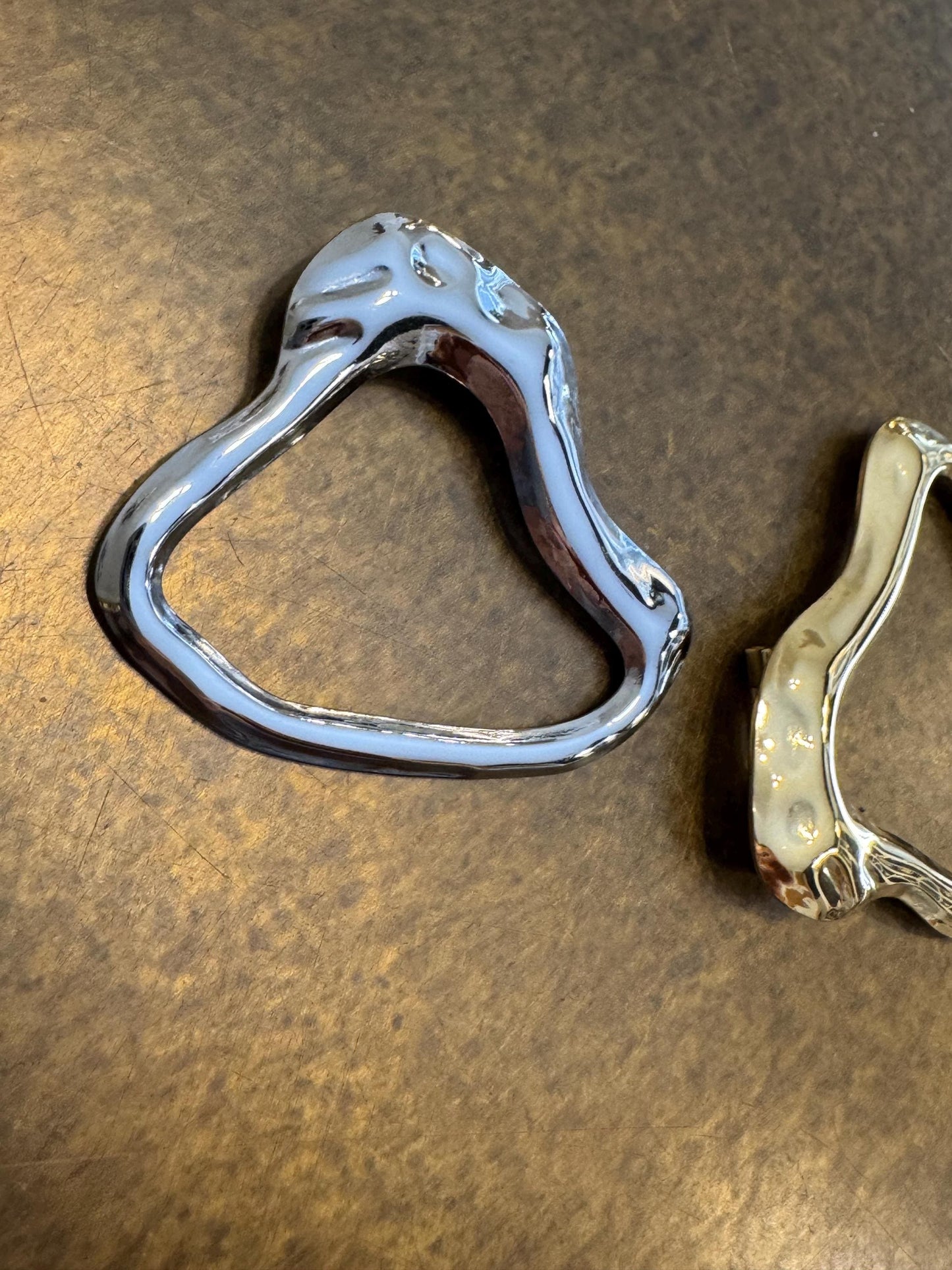 Irregular Metal Buckle, Swimwear, Clothing, Gold or Silver Finish, Unusual Design (1 3/4")