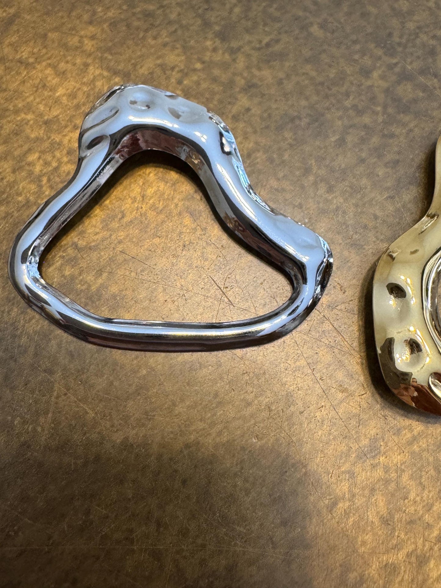 Irregular Metal Buckle, Swimwear, Clothing, Gold or Silver Finish, Unusual Design (1 3/4")