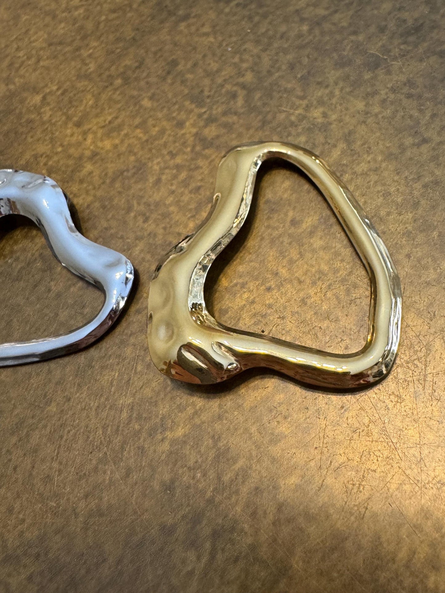Irregular Metal Buckle, Swimwear, Clothing, Gold or Silver Finish, Unusual Design (1 3/4")