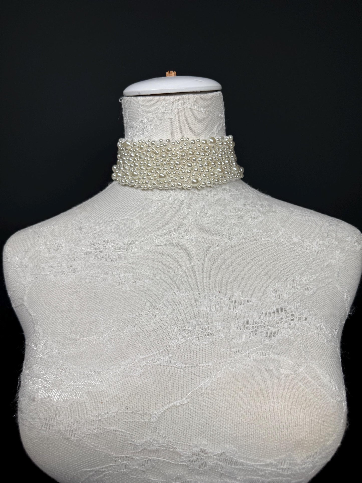 Jewel Rhinestone with Pearl Choker Handmade, Exclusive FAN Design