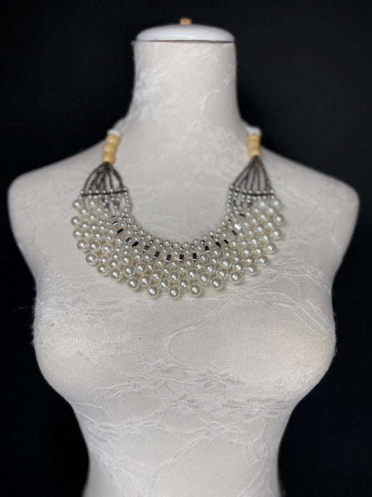 Pearl Necklace, body jewellery, bridal, Wedding, Pearls, FAN Design, Elegant, Holiday Necklace, Swimwear, Beach Wear, Resort