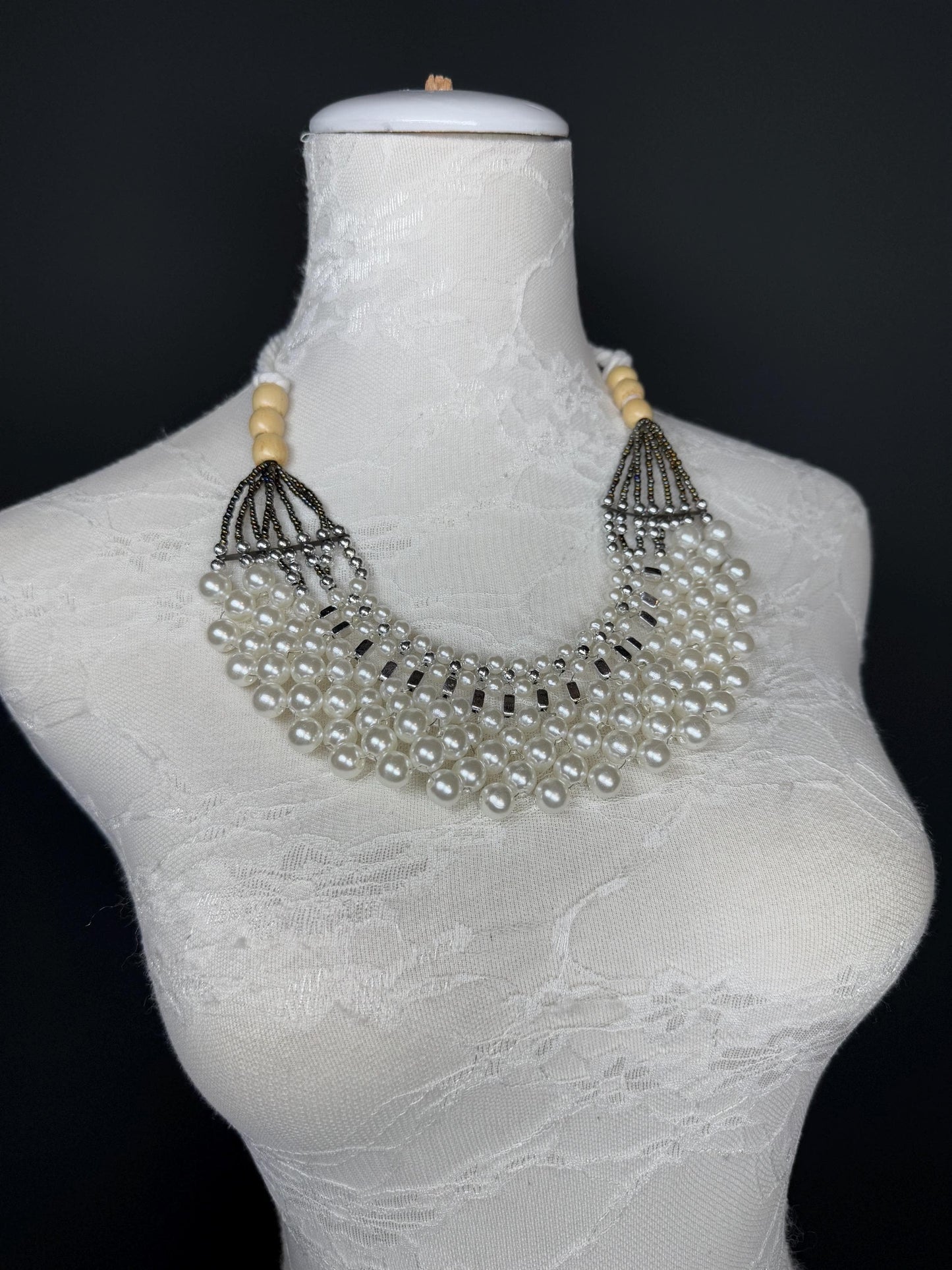 Pearl Necklace, body jewellery, bridal, Wedding, Pearls, FAN Design, Elegant, Holiday Necklace, Swimwear, Beach Wear, Resort