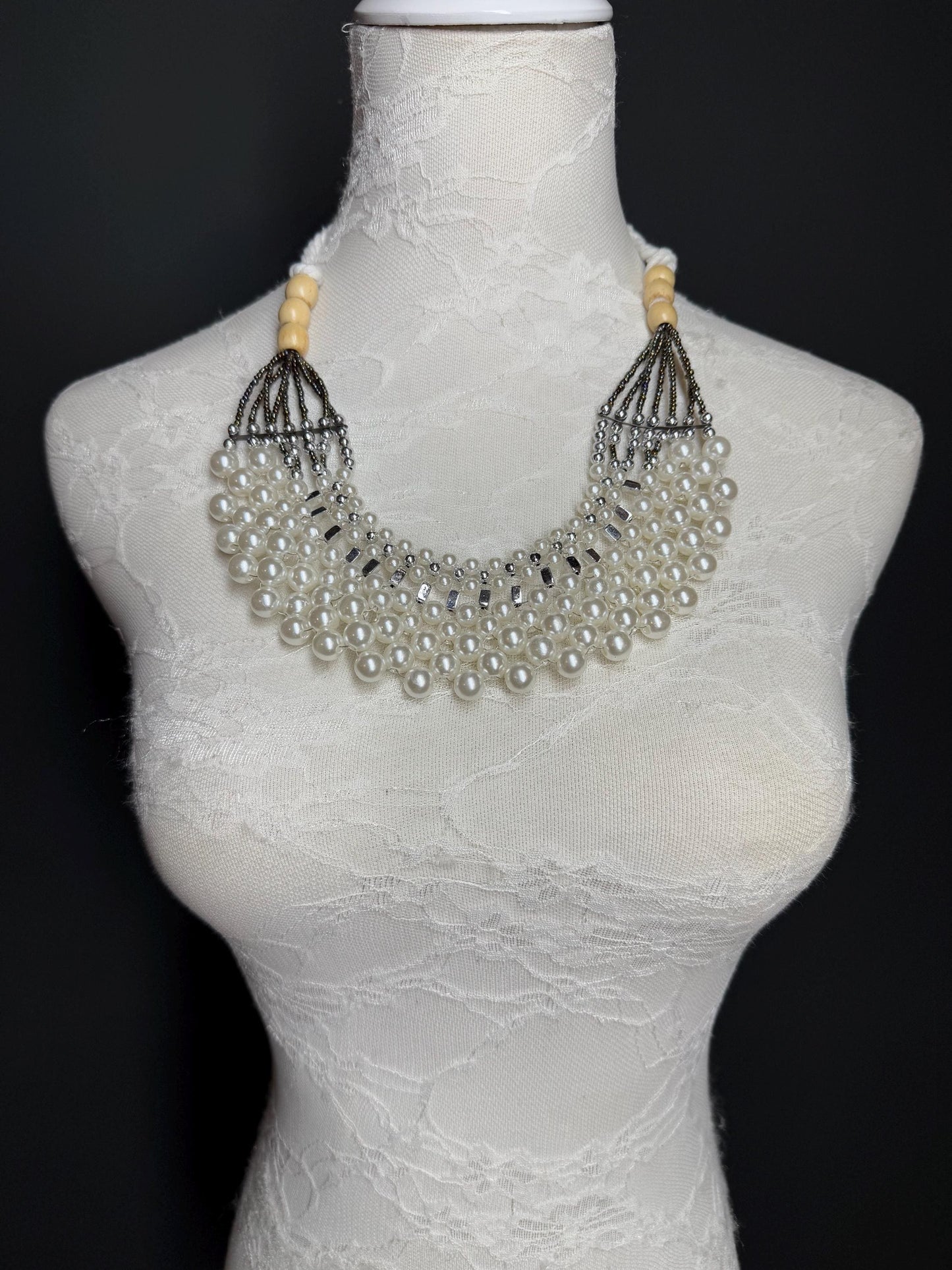 Pearl Necklace, body jewellery, bridal, Wedding, Pearls, FAN Design, Elegant, Holiday Necklace, Swimwear, Beach Wear, Resort