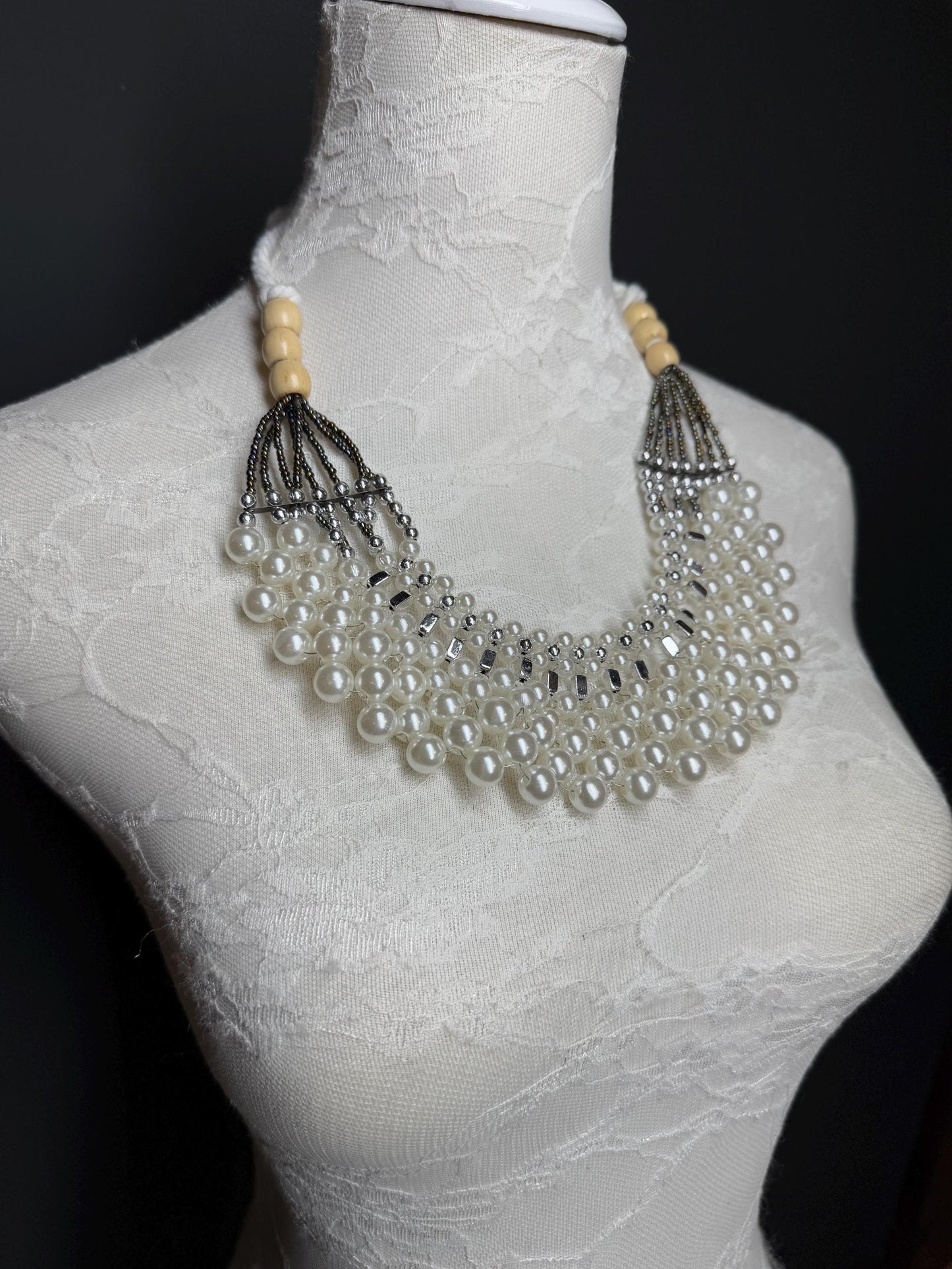 Pearl Necklace, body jewellery, bridal, Wedding, Pearls, FAN Design, Elegant, Holiday Necklace, Swimwear, Beach Wear, Resort