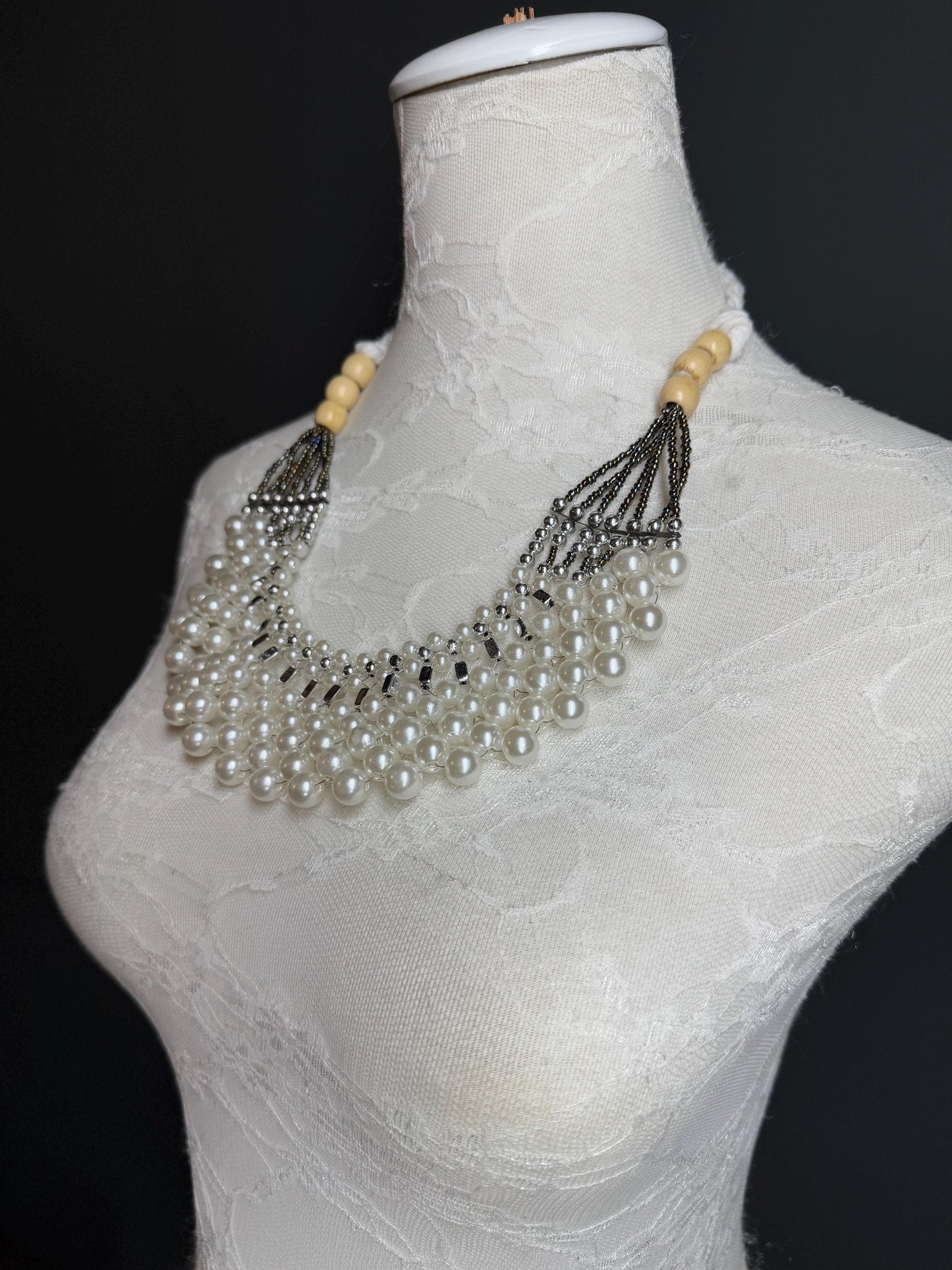 Pearl Necklace, body jewellery, bridal, Wedding, Pearls, FAN Design, Elegant, Holiday Necklace, Swimwear, Beach Wear, Resort