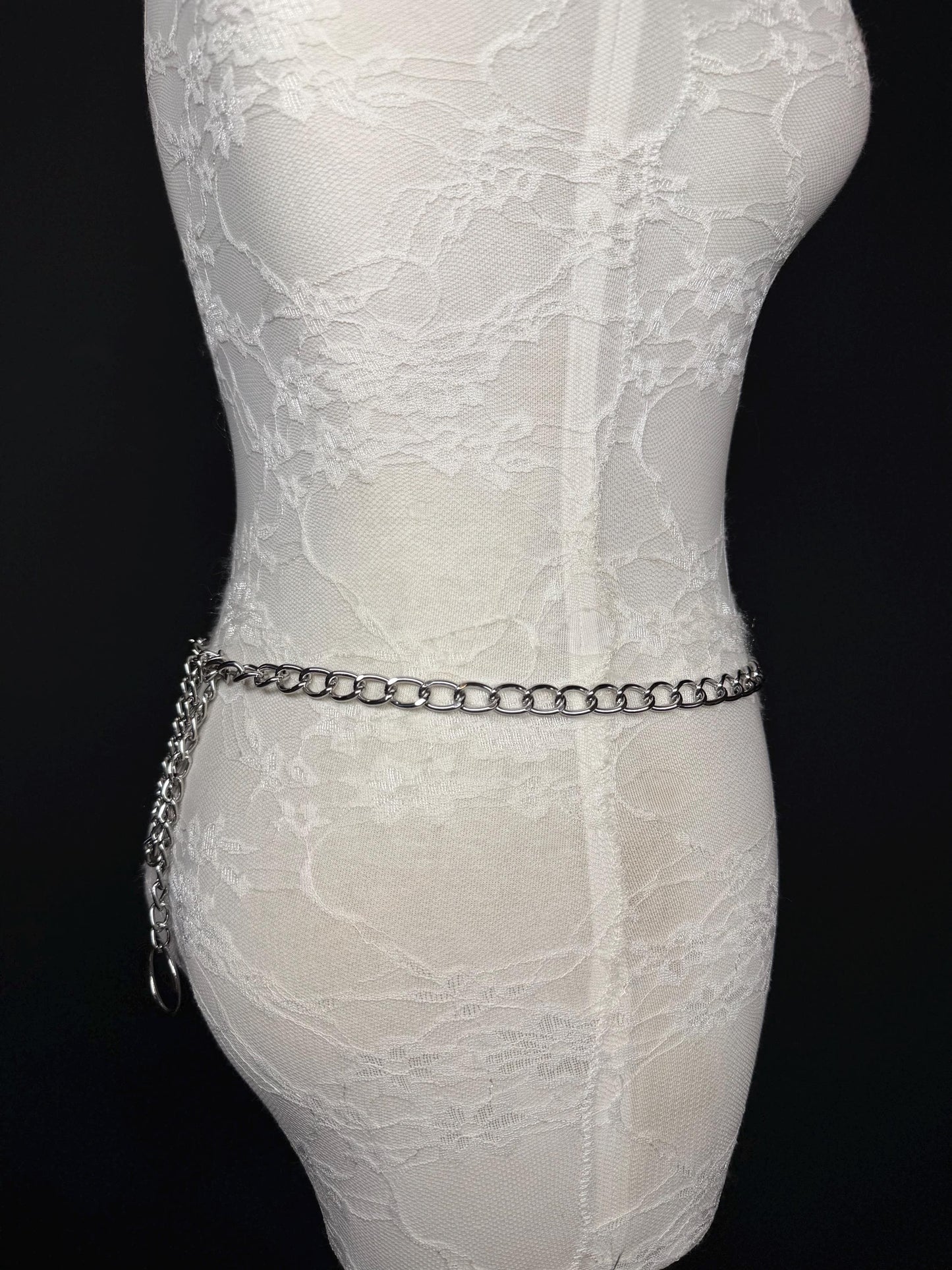 Silver or Gold Chain Belt Statement Buckle – Handmade to Measure 18–60 Inch Waist