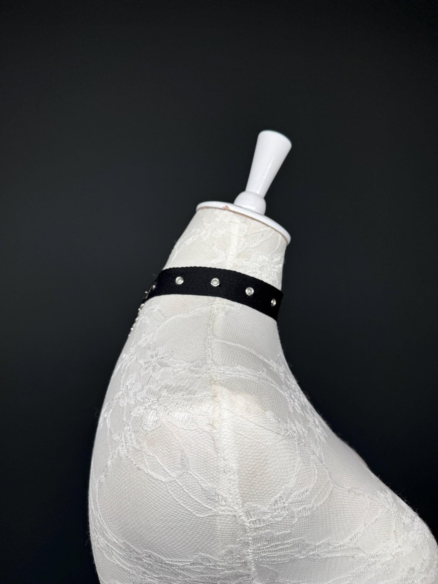 Eyelet Cotton Choker: Silver or Gold Chain, Handmade