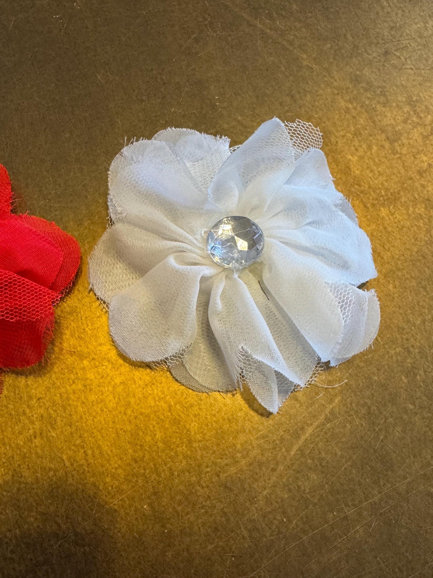 Corsage Flower, Red, Ivory, 4” Wide, Large Pin on Corsage, Bridal, Clothing, Fashion, Hat, Accessory, Fashion, FAN Design