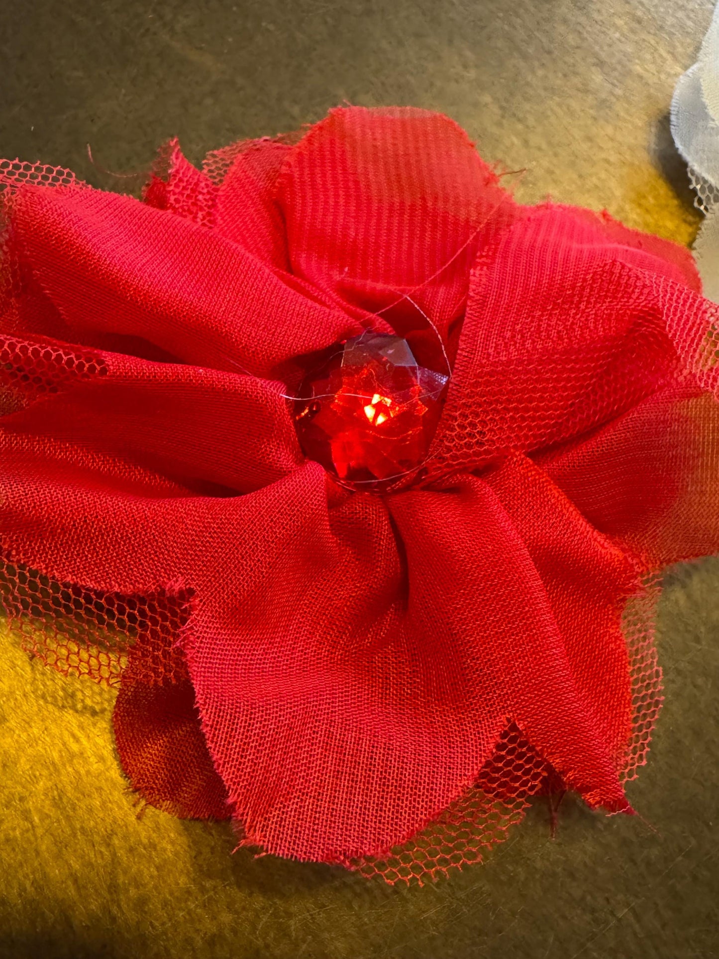 Corsage Flower, Red, Ivory, 4” Wide, Large Pin on Corsage, Bridal, Clothing, Fashion, Hat, Accessory, Fashion, FAN Design