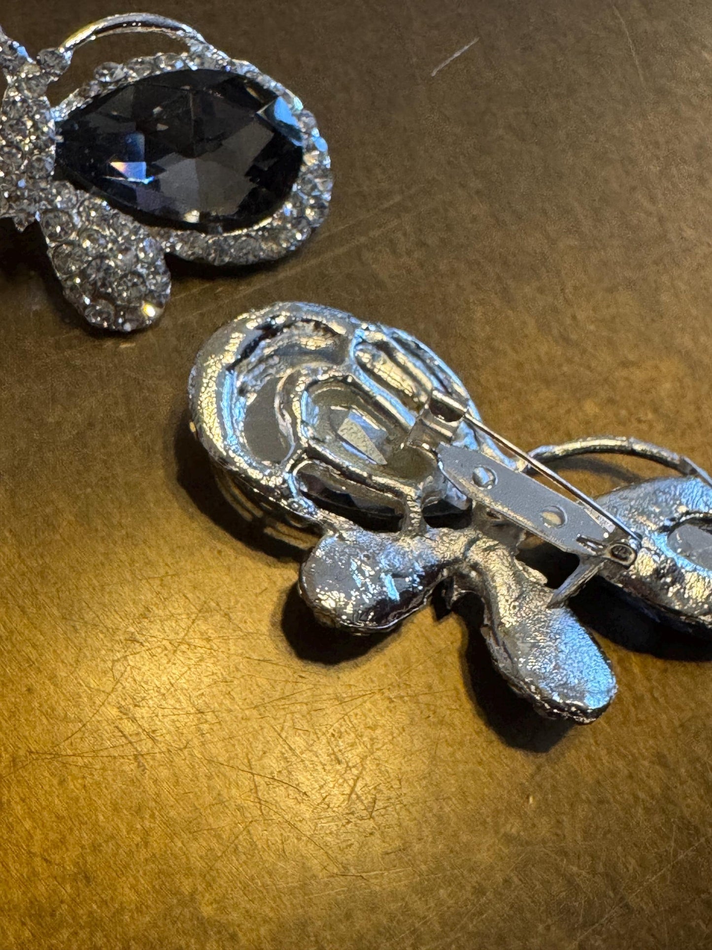 Large Rhinestone Jewel Brooch, Silver Diamanté Brooch, Pin on, Bridal, 7cmx4cm, Jewel, Accessory, 2 3/4” Wide, Gift, Butterfly Brooch