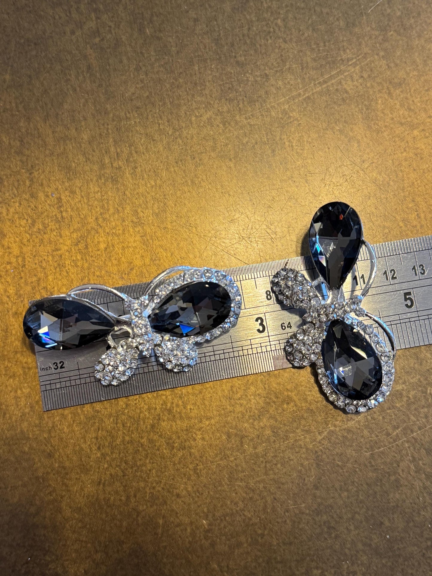 Large Rhinestone Jewel Brooch, Silver Diamanté Brooch, Pin on, Bridal, 7cmx4cm, Jewel, Accessory, 2 3/4” Wide, Gift, Butterfly Brooch