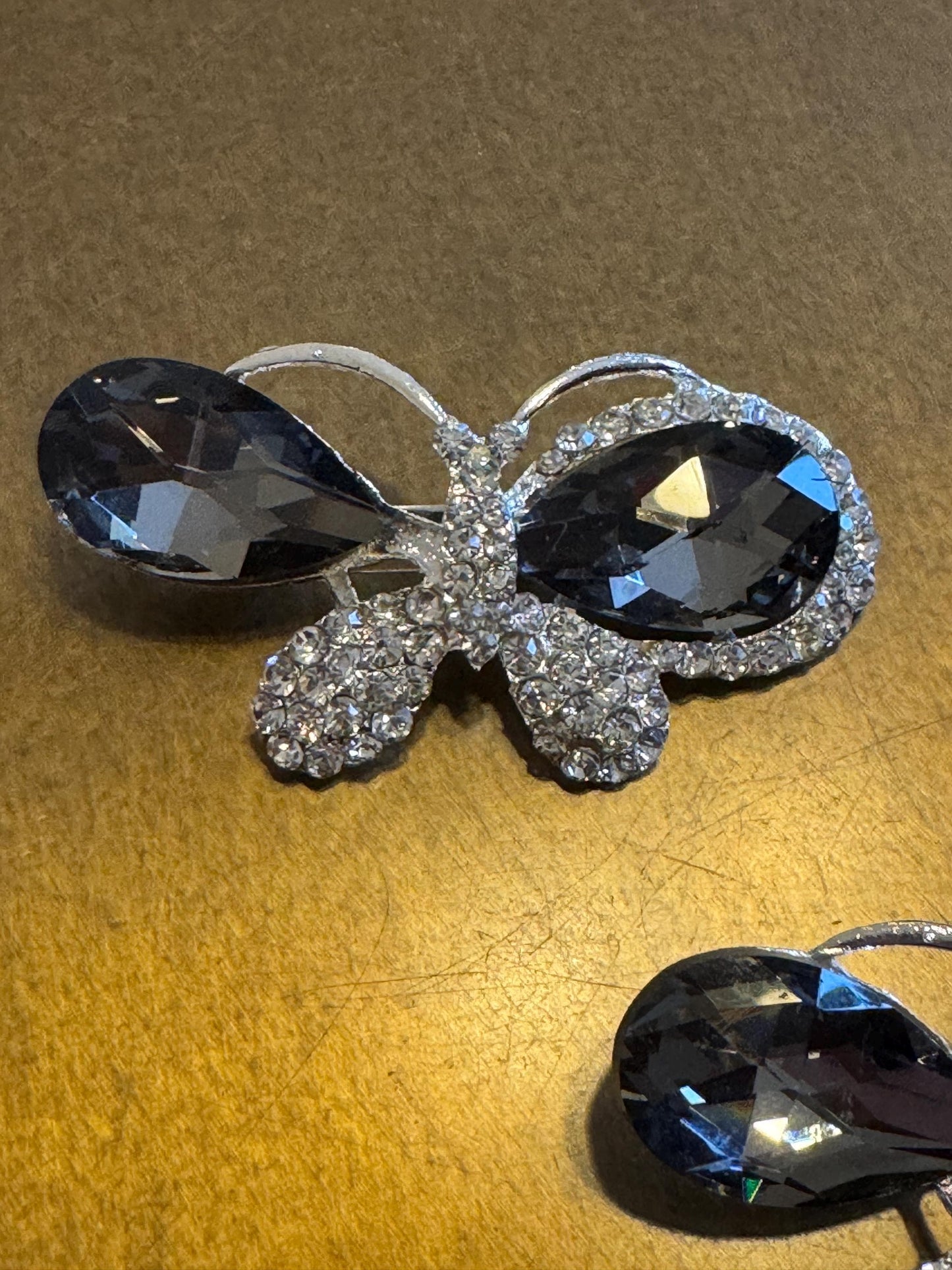 Large Rhinestone Jewel Brooch, Silver Diamanté Brooch, Pin on, Bridal, 7cmx4cm, Jewel, Accessory, 2 3/4” Wide, Gift, Butterfly Brooch