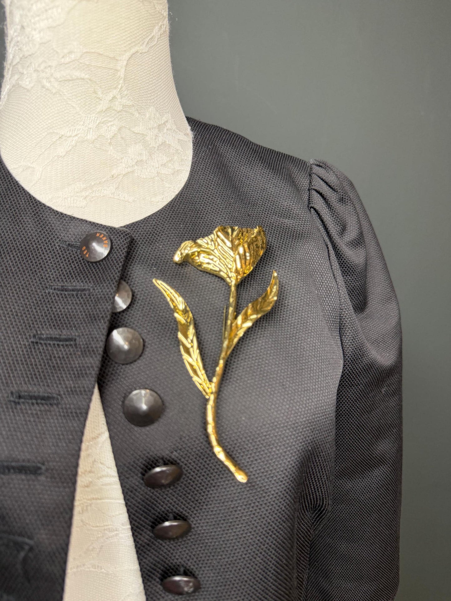 Floral Metal Brooch, Statement Jewelry