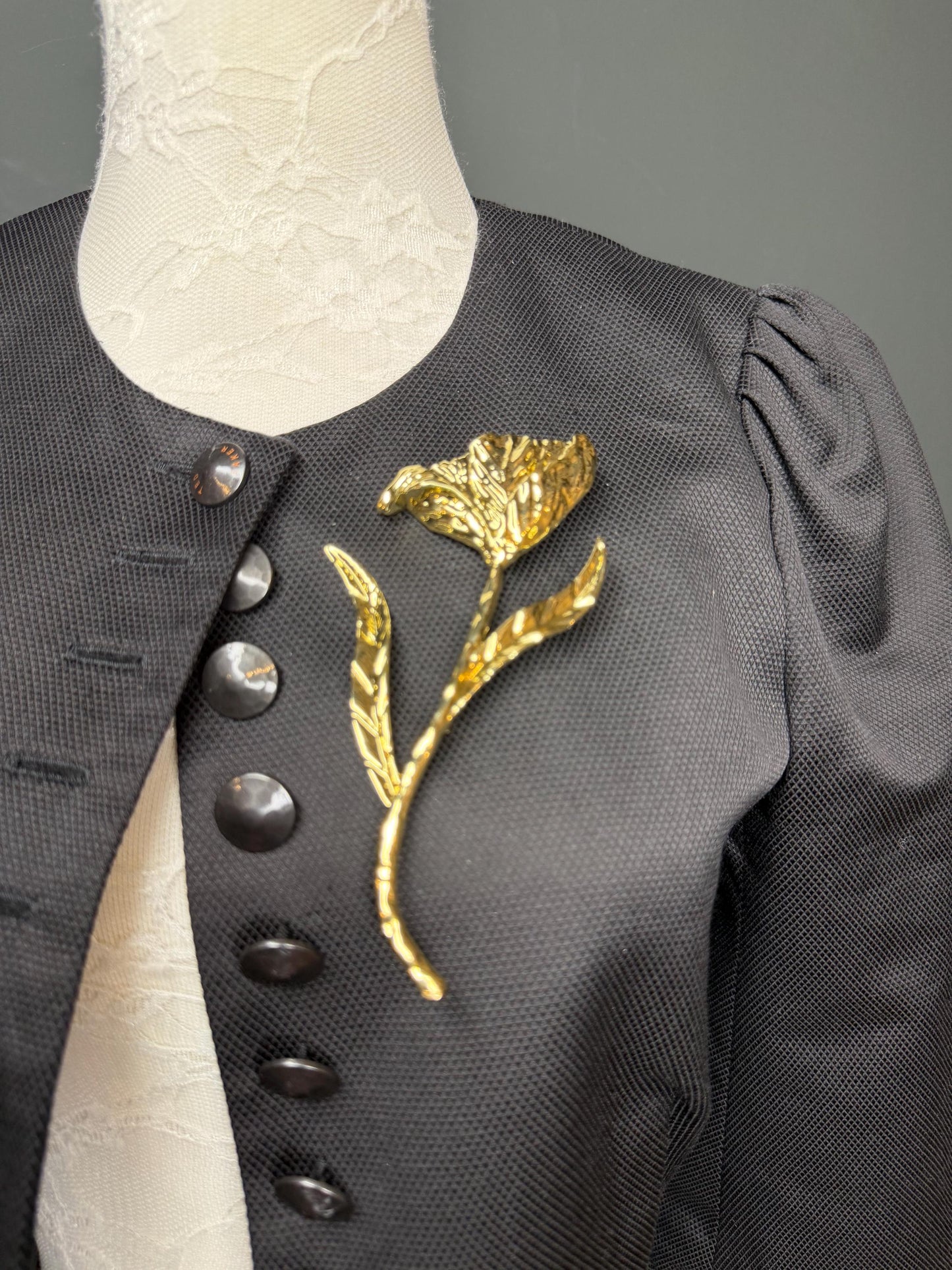 Floral Metal Brooch, Statement Jewelry