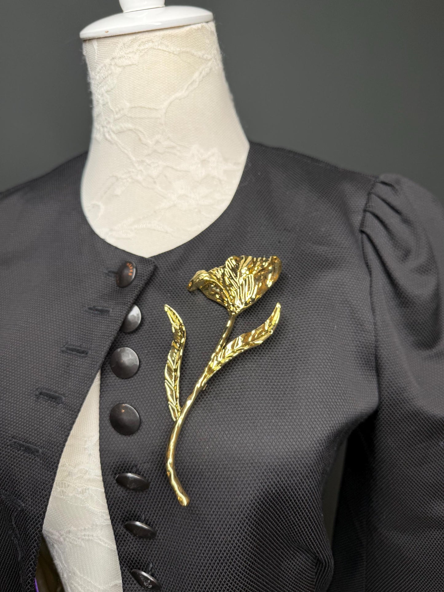 Floral Metal Brooch, Statement Jewelry