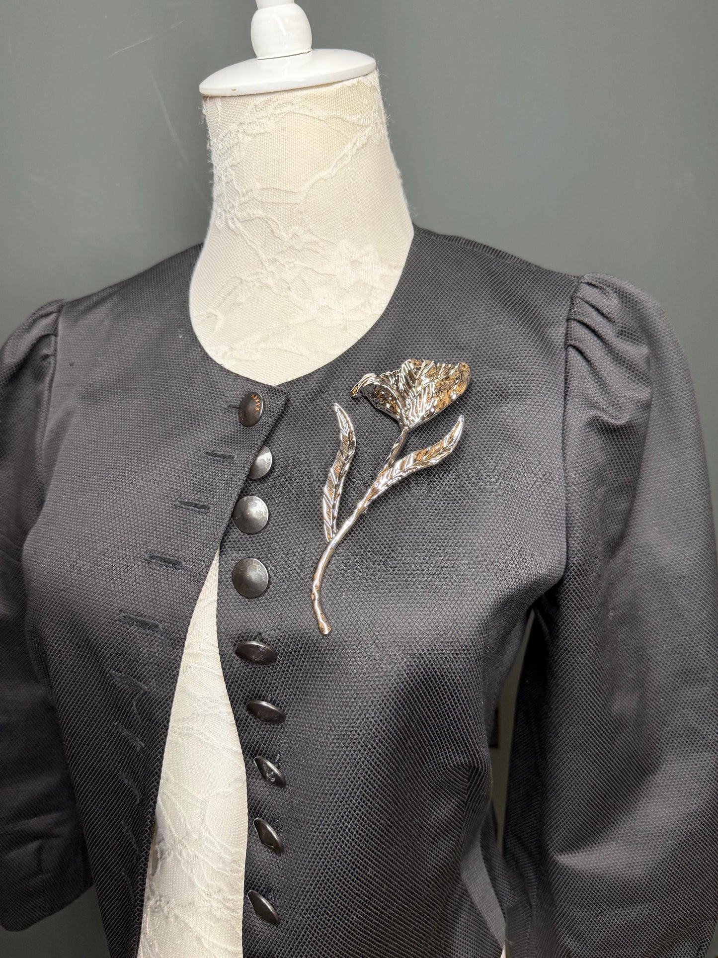 Floral Metal Brooch, Statement Jewelry