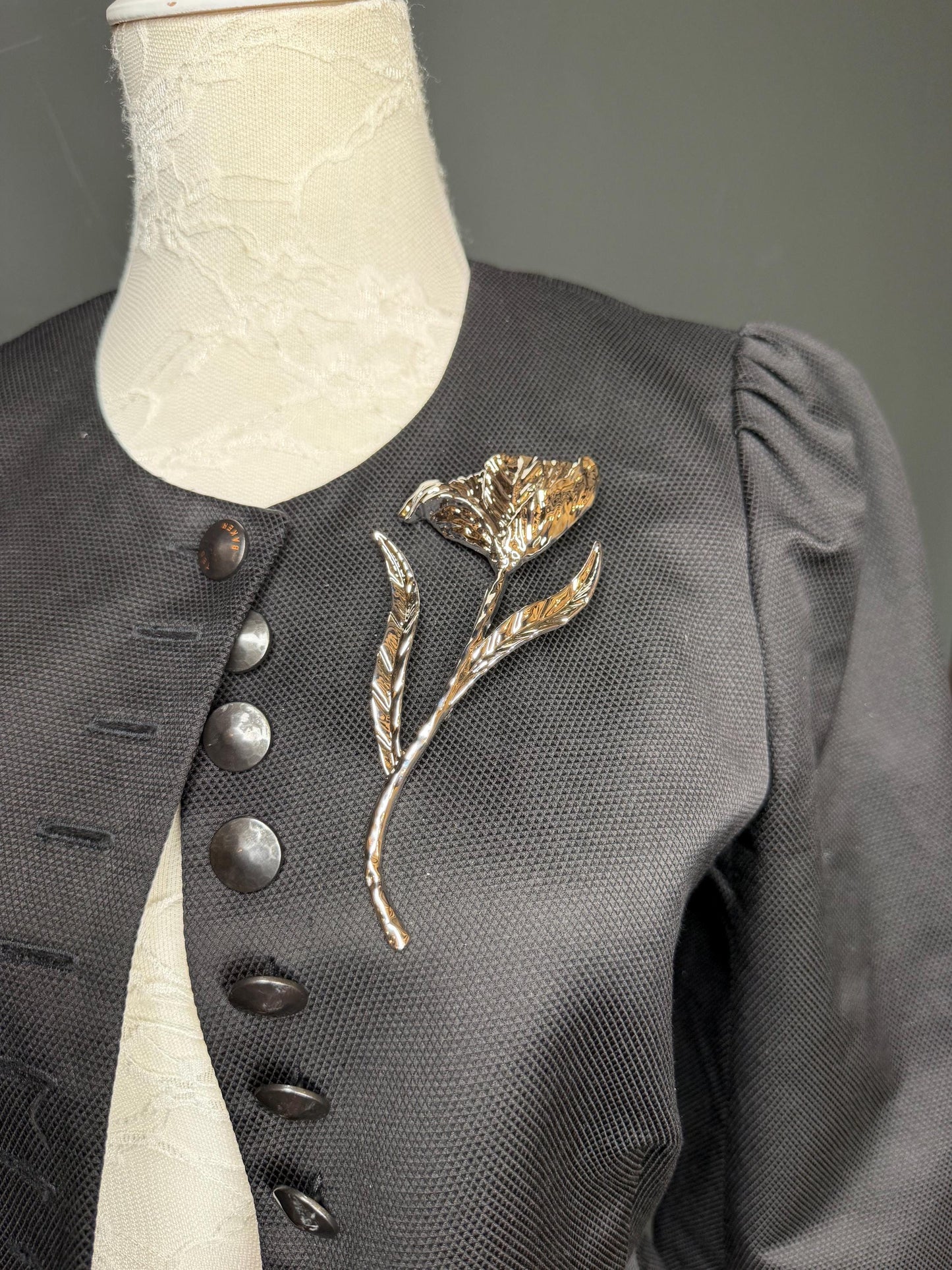 Floral Metal Brooch, Statement Jewelry