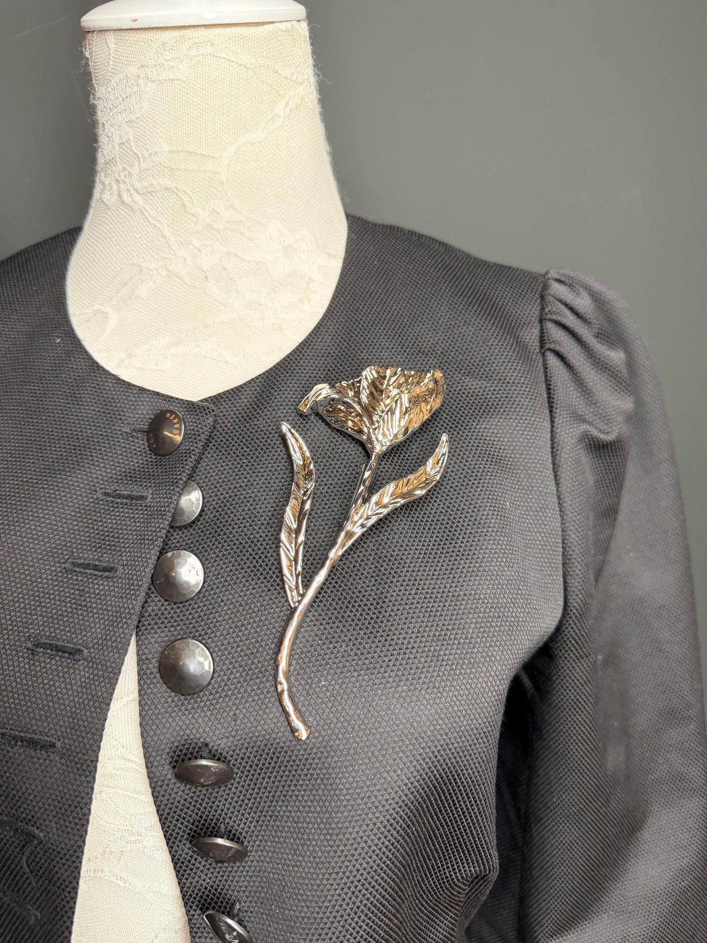 Floral Metal Brooch, Statement Jewelry