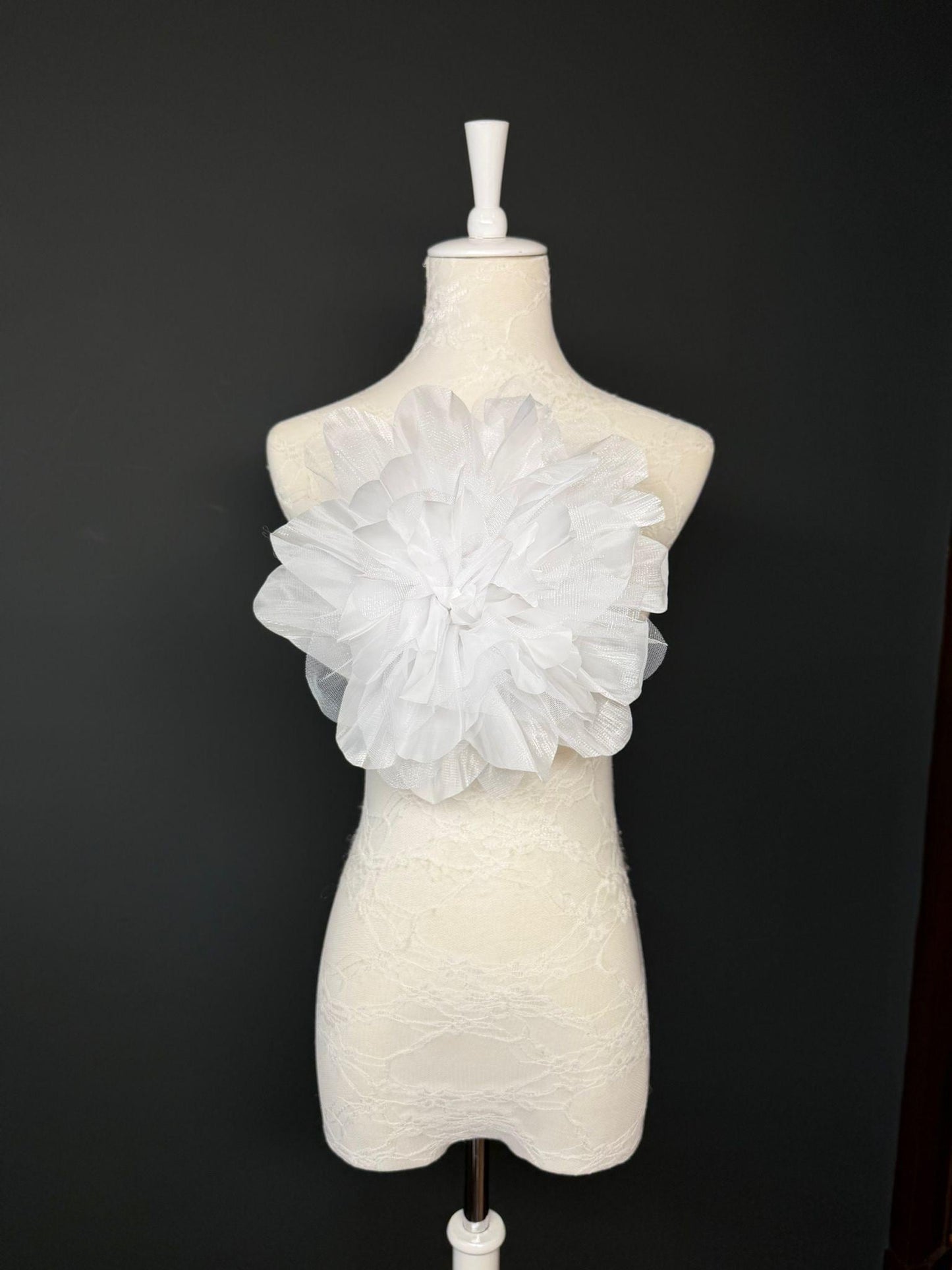 Oversized Large Organza Corsage Flower, White , 5 colours, 11”, 27cm