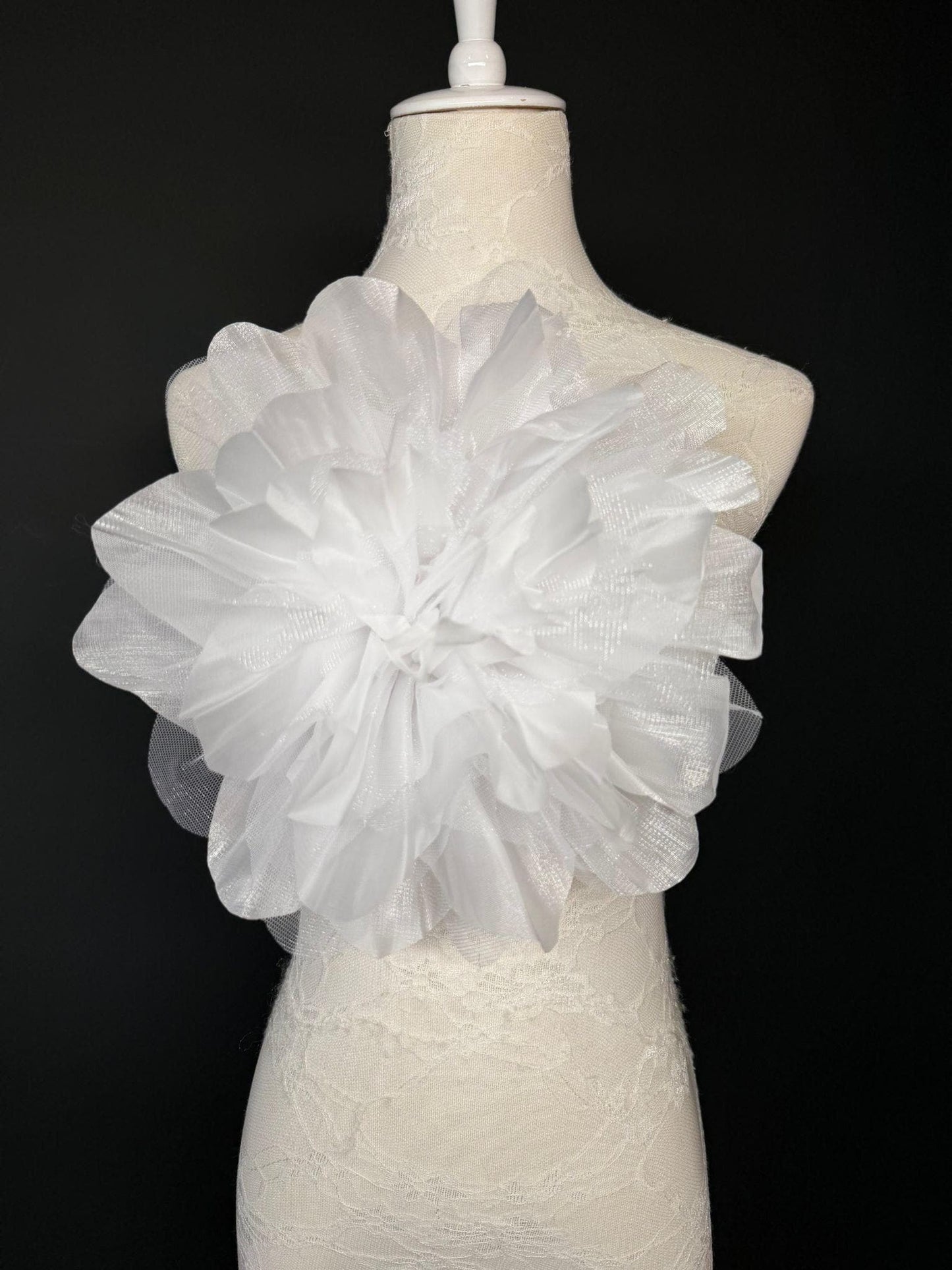 Oversized Large Organza Corsage Flower, White , 5 colours, 11”, 27cm