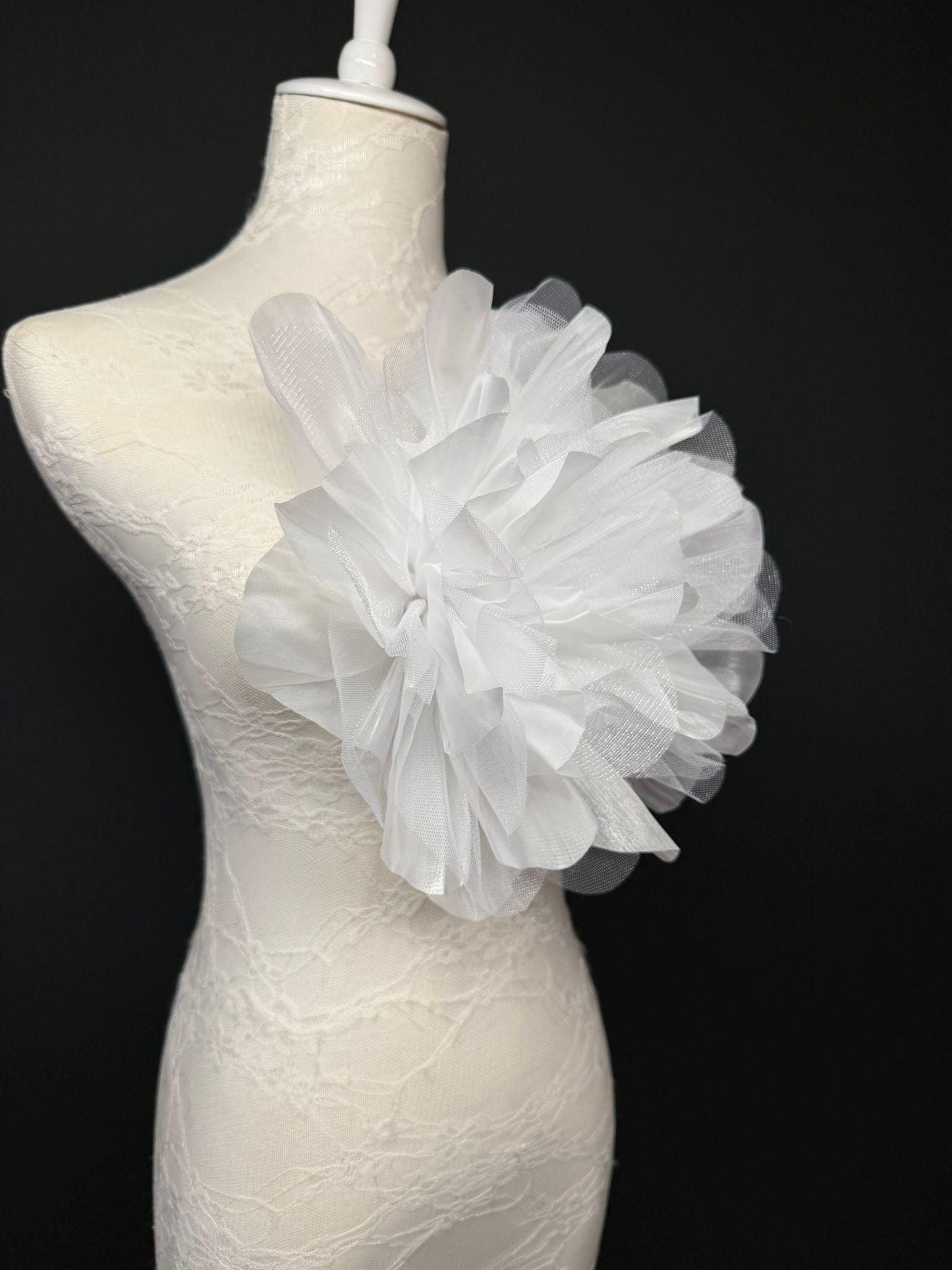 Oversized Large Organza Corsage Flower, White , 5 colours, 11”, 27cm